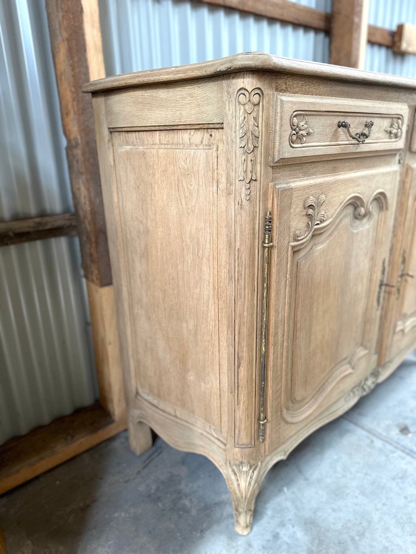 Antique French 2 Door 2 Drawer Marquetry Top Sideboard
