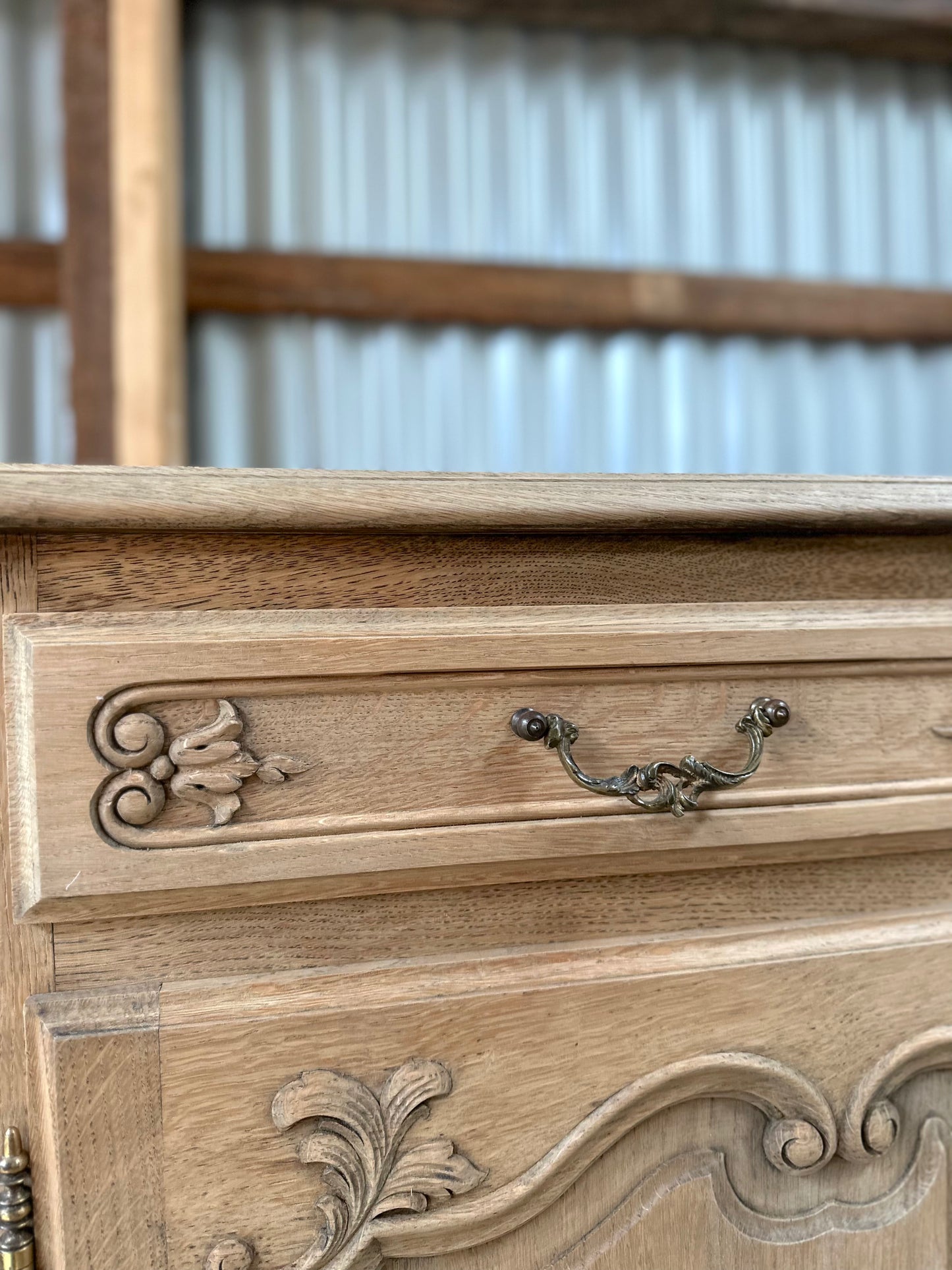 Antique French 2 Door 2 Drawer Marquetry Top Sideboard