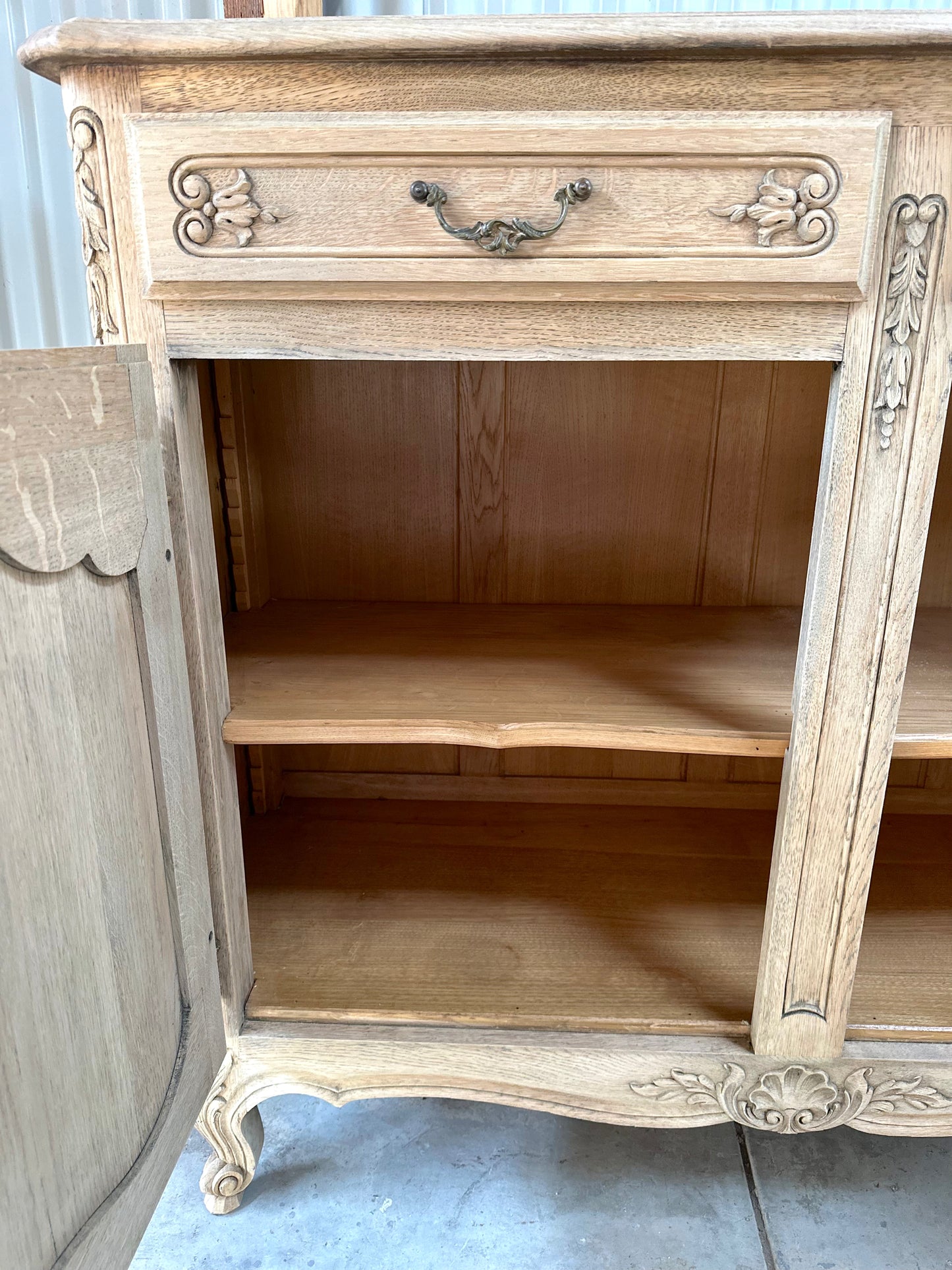 Antique French 2 Door 2 Drawer Marquetry Top Sideboard