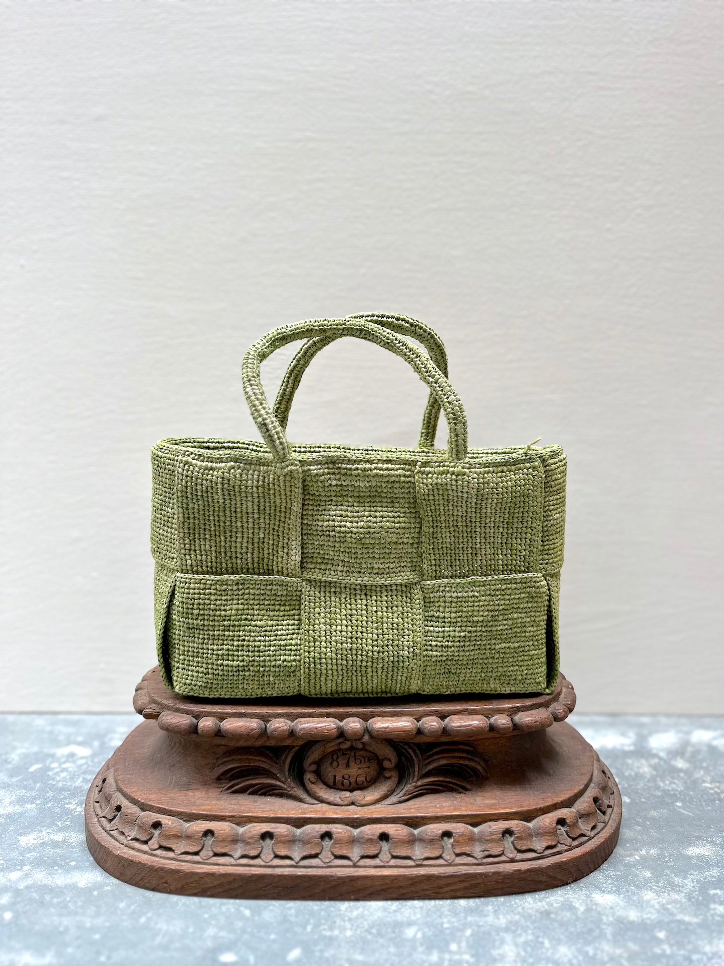 Sophie Digard Small Raffia Woven Handbag Green