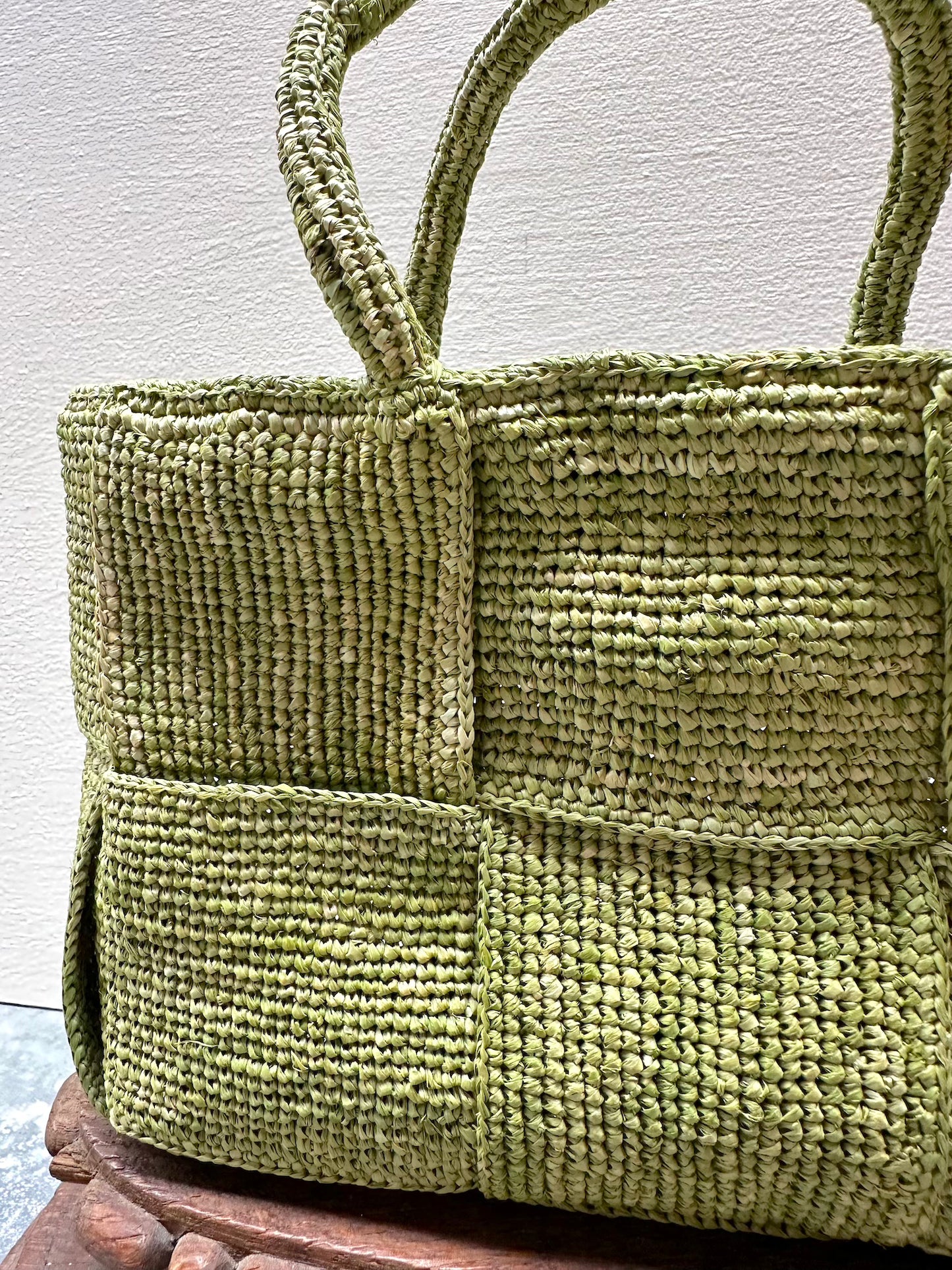 Sophie Digard Small Raffia Woven Handbag Green