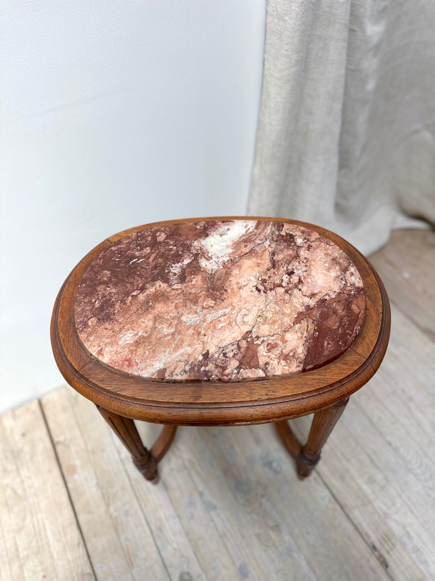 Antique French Louis XVI Petite Oval Marble Side Table