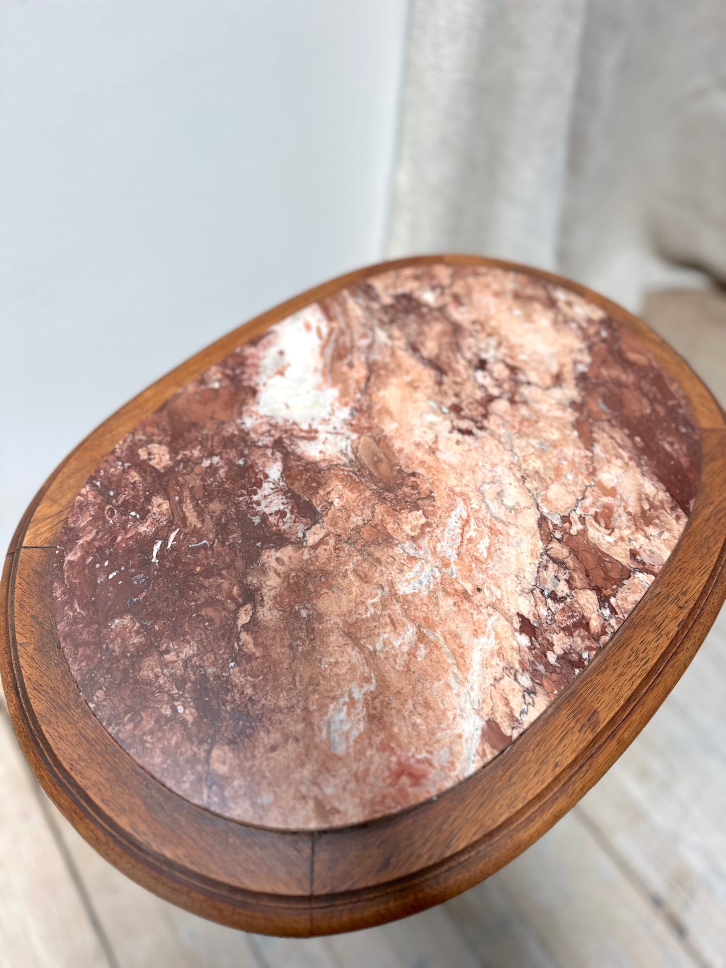 Antique French Louis XVI Petite Oval Marble Side Table