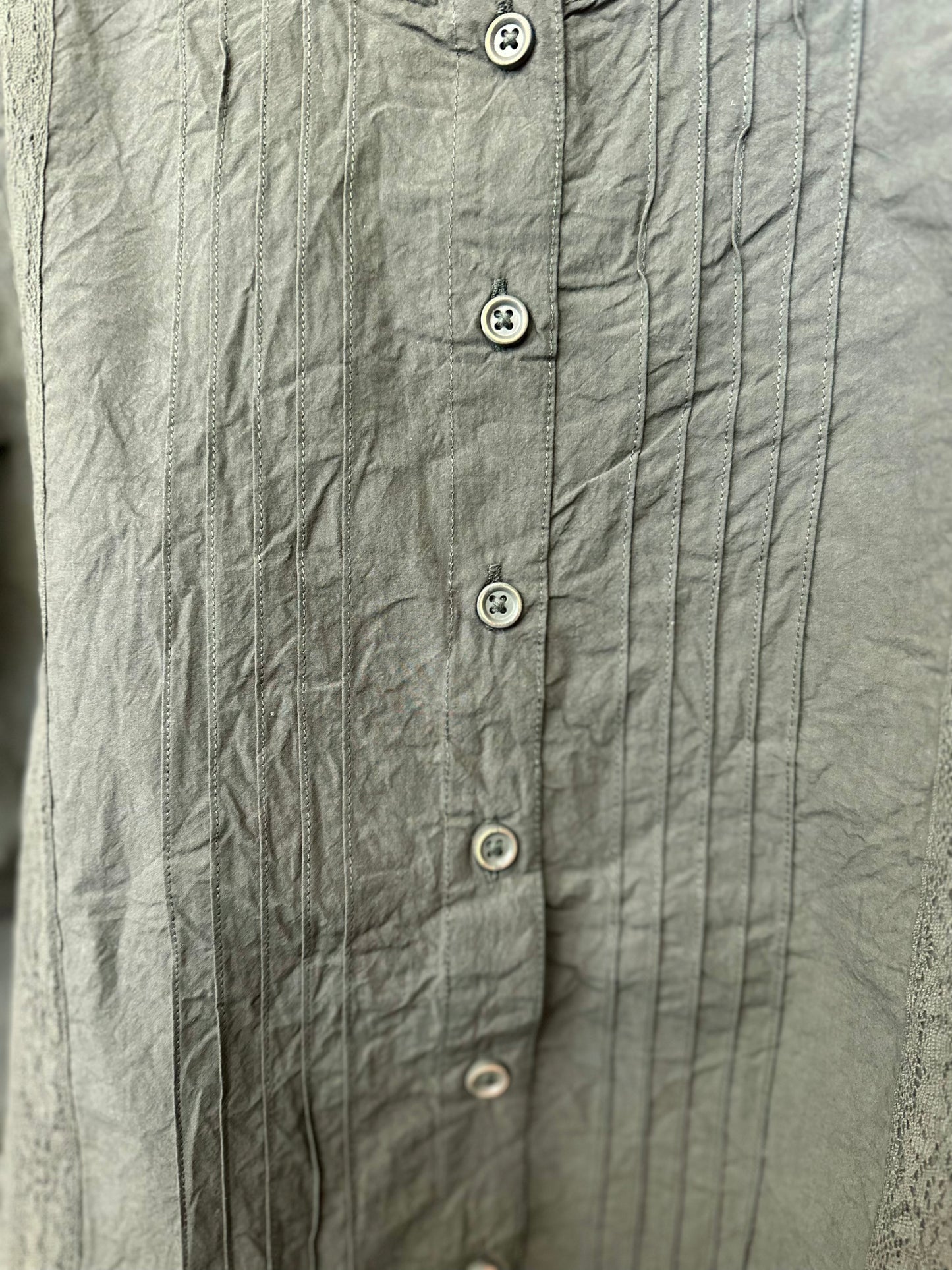 Ewa i Walla 'Odette' Cotton Blouse With Gathered Sleeve In Forest Green