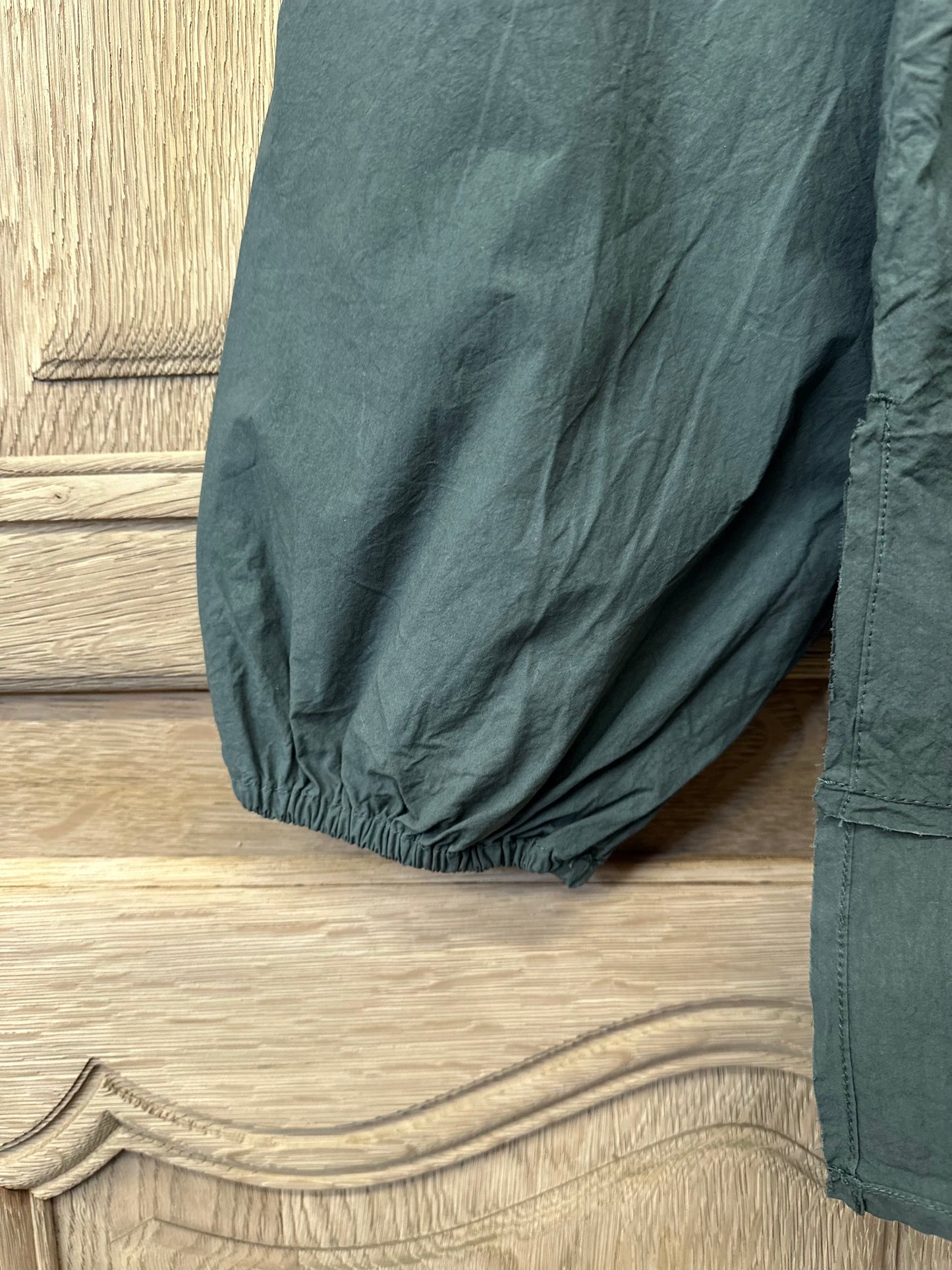Ewa i Walla 'Odette' Cotton Blouse With Gathered Sleeve In Forest Green
