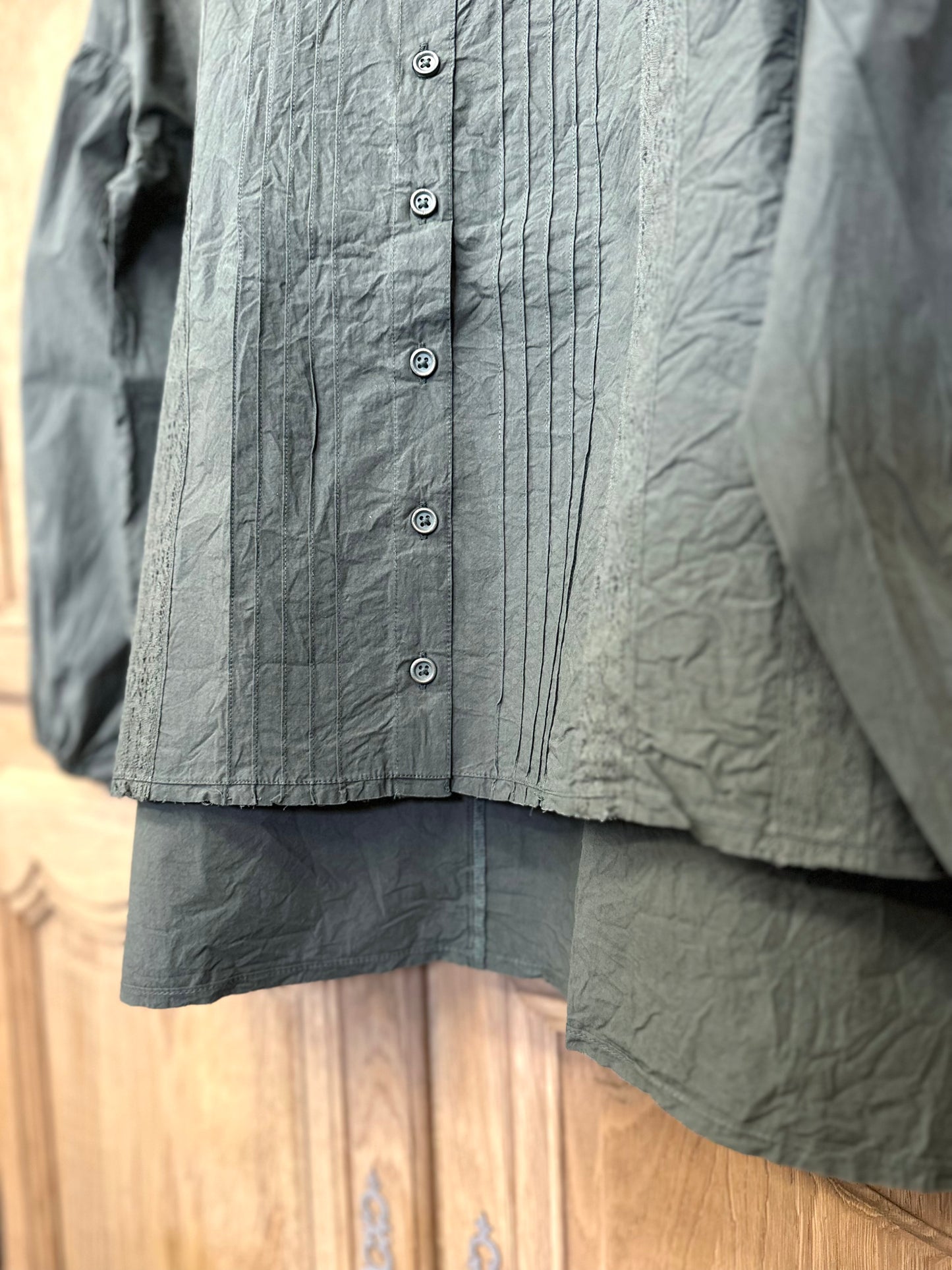Ewa i Walla 'Odette' Cotton Blouse With Gathered Sleeve In Forest Green