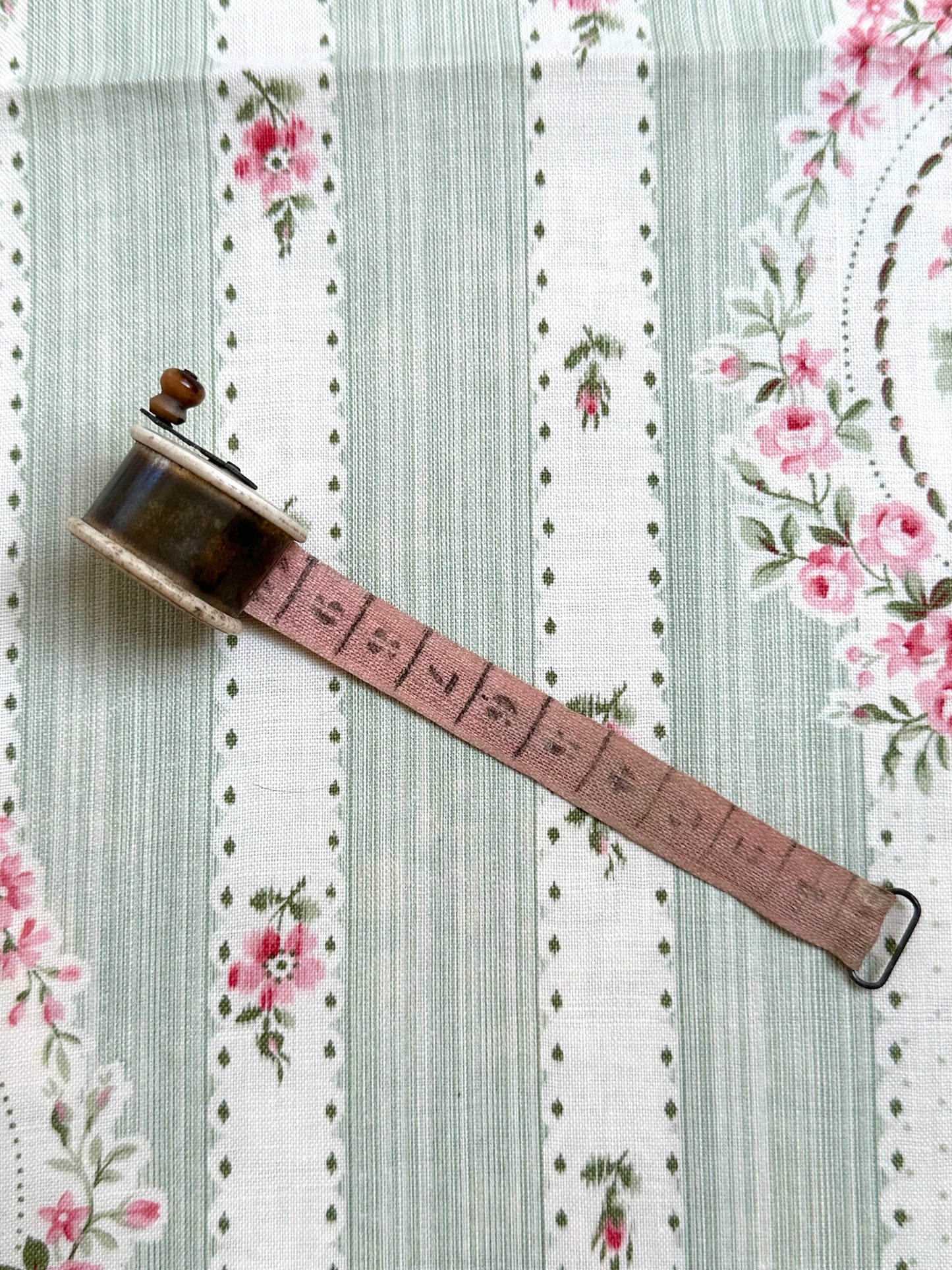 Antique French Small Wind Up Measuring Tape