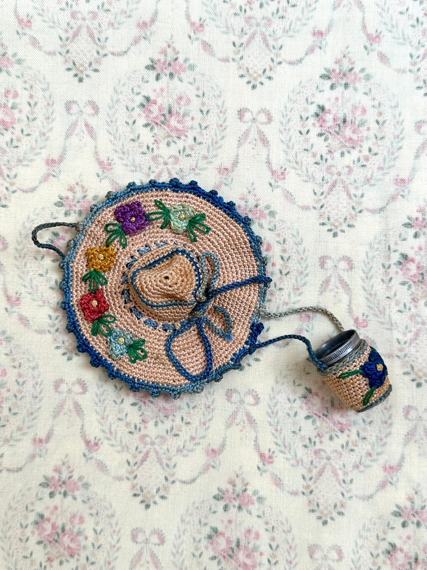 Antique French Crochet Hat Thimble Holder
