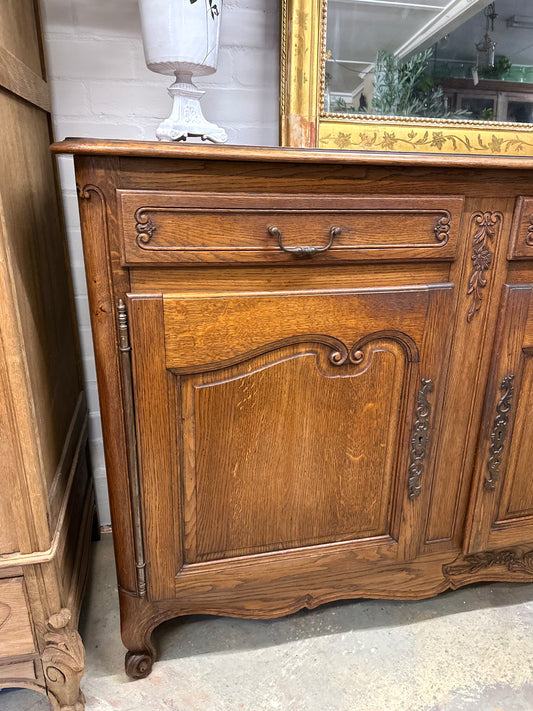 Antique French Oak 3 Door Sideboard