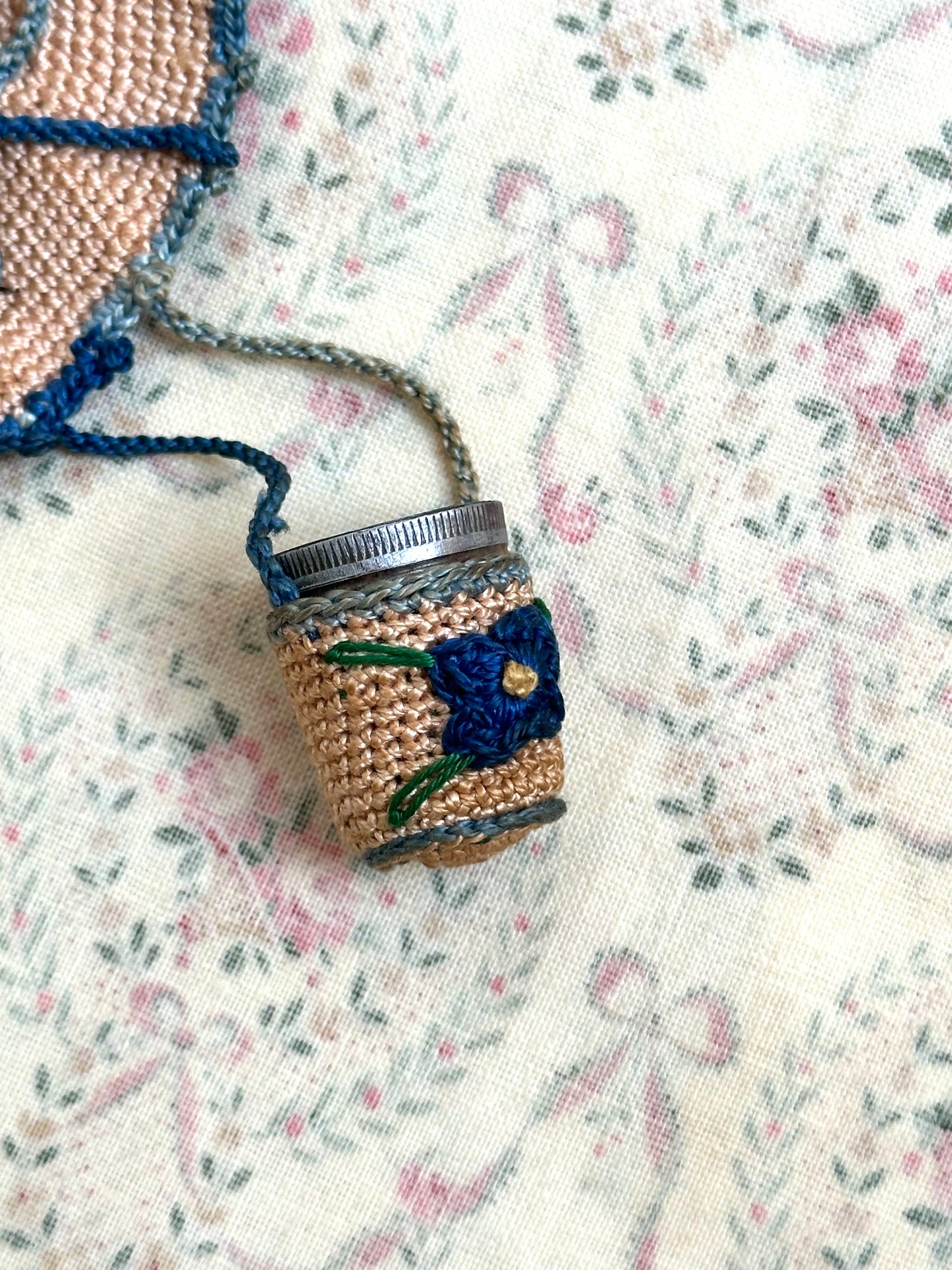 Antique French Crochet Hat Thimble Holder