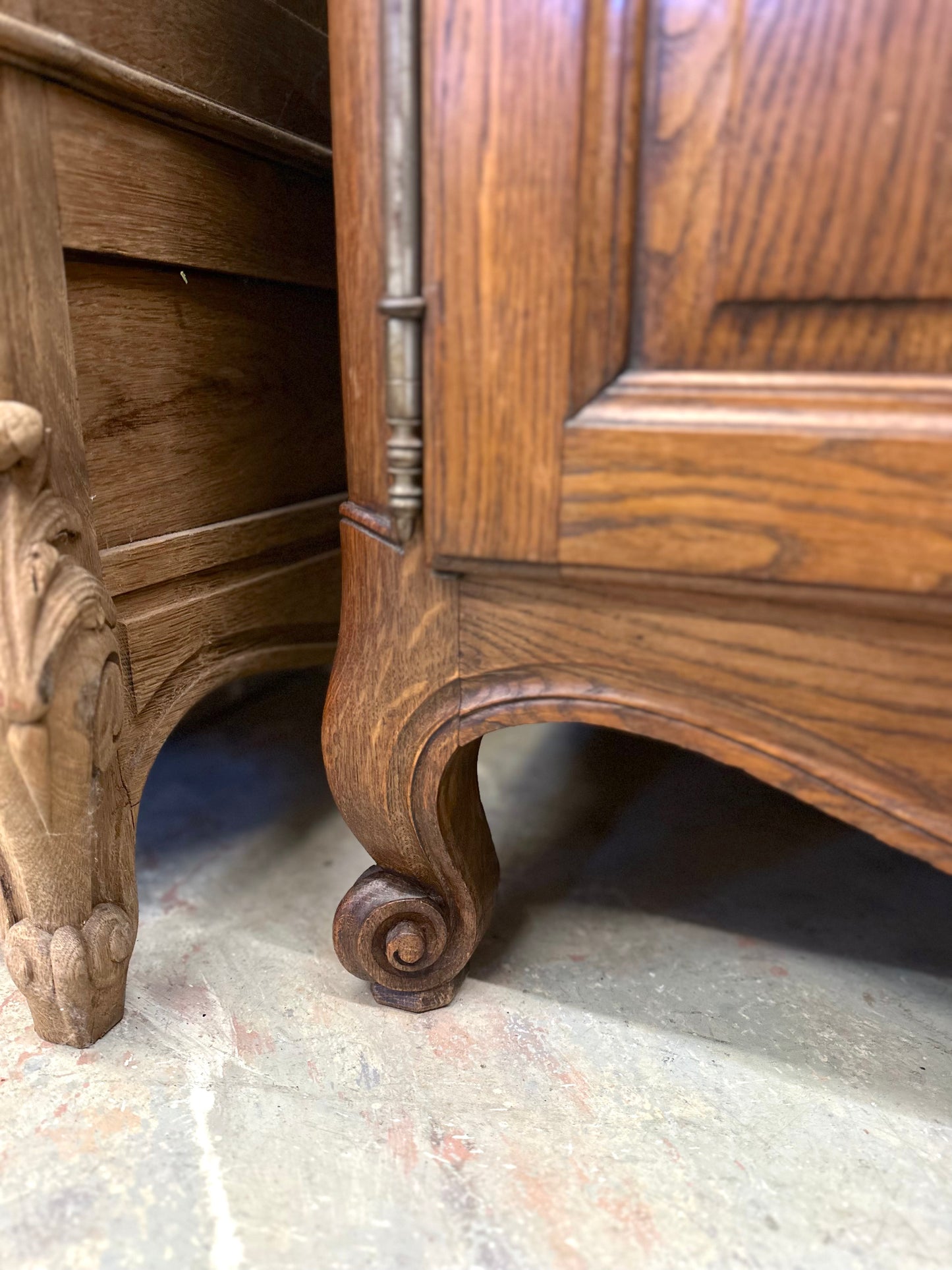 Antique French Oak 3 Door Sideboard