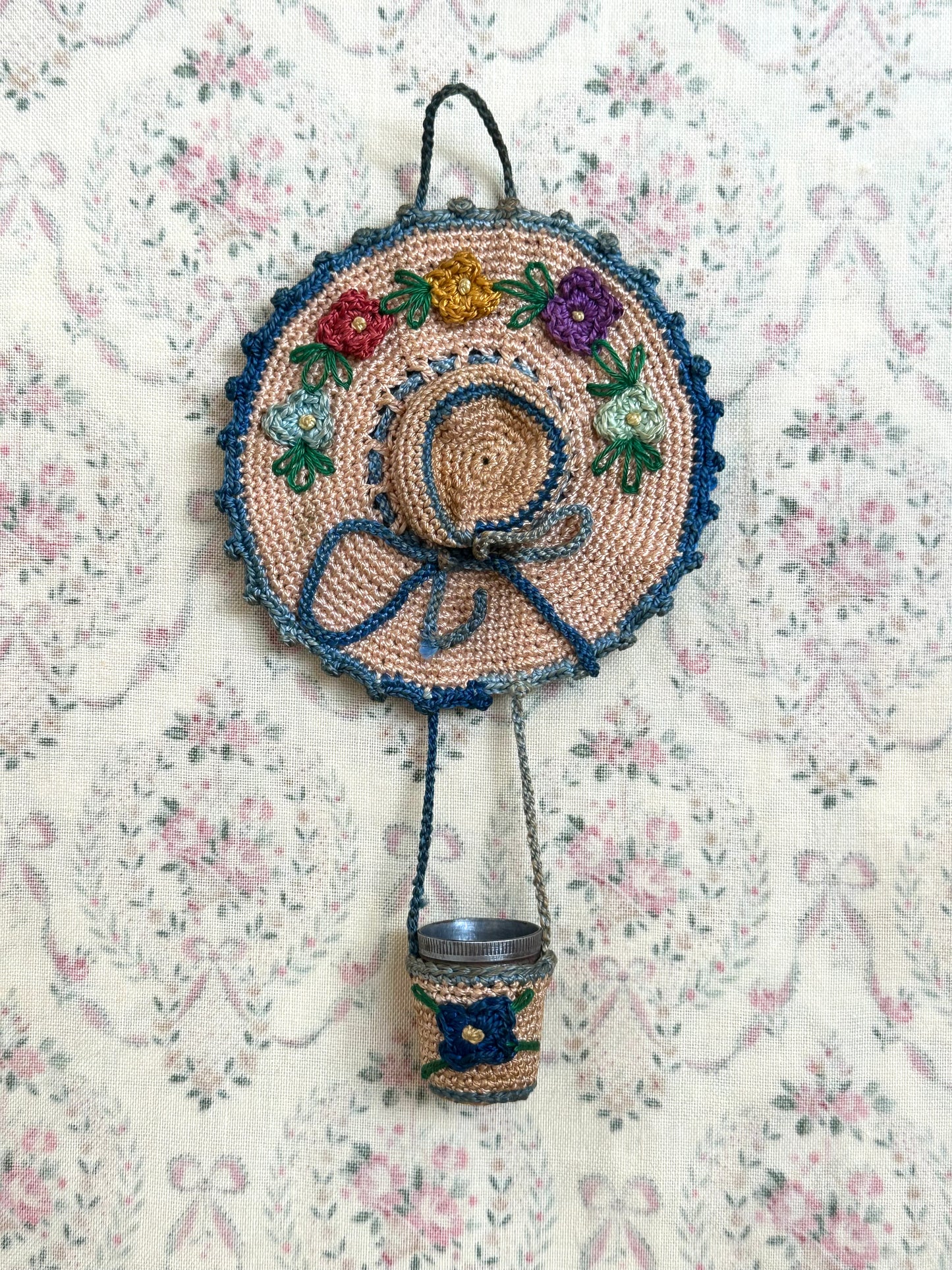 Antique French Crochet Hat Thimble Holder