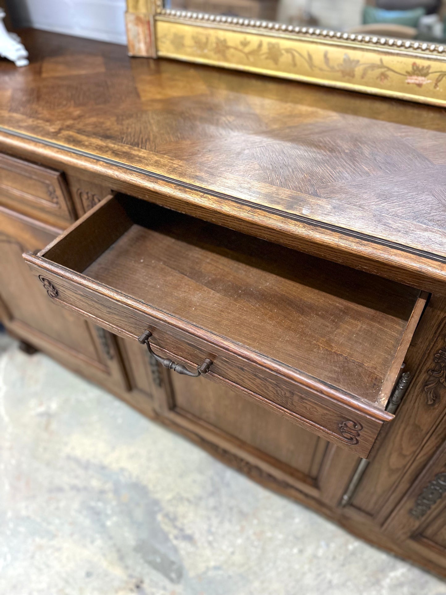 Antique French Oak 3 Door Sideboard