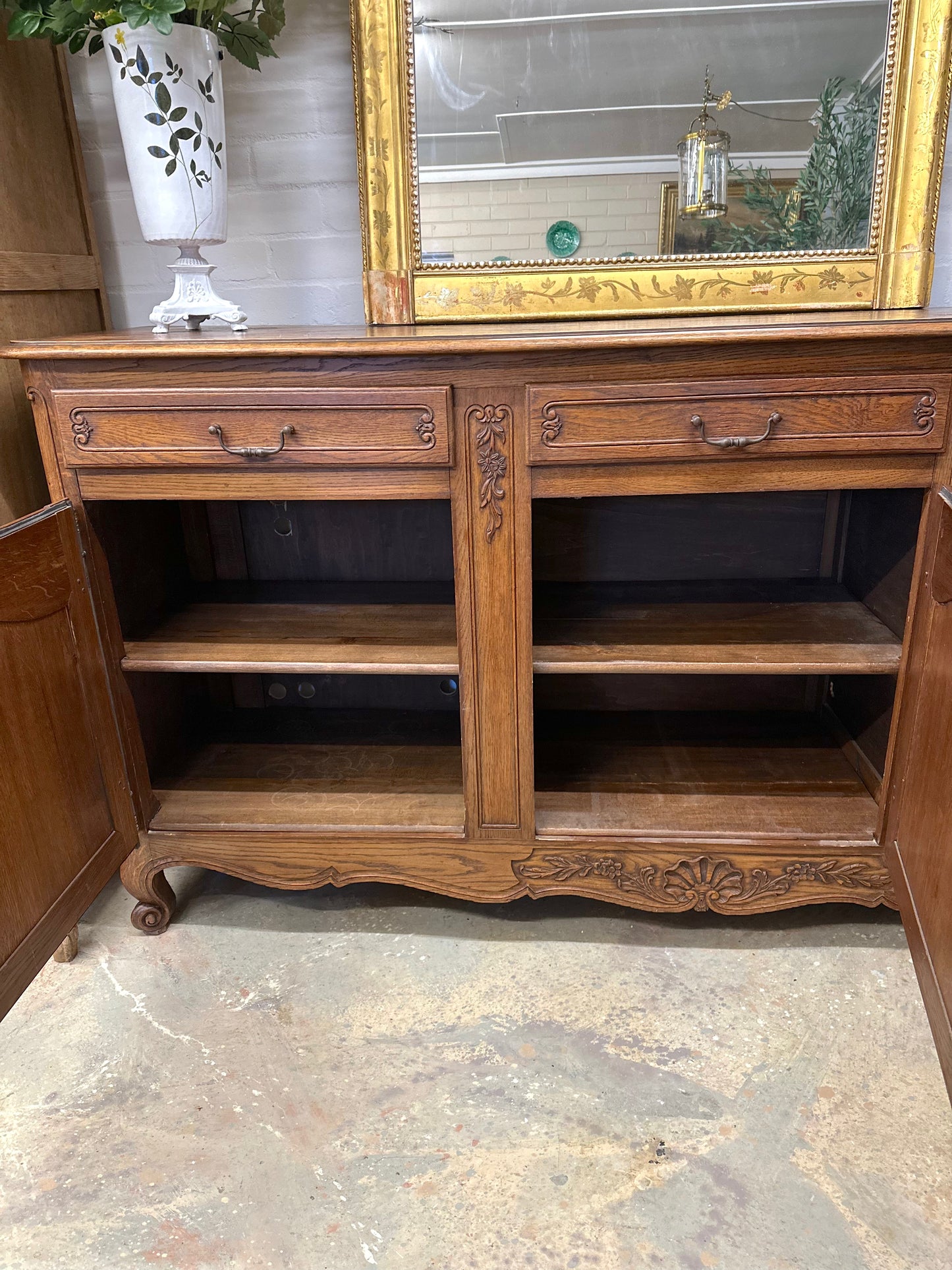 Antique French Oak 3 Door Sideboard