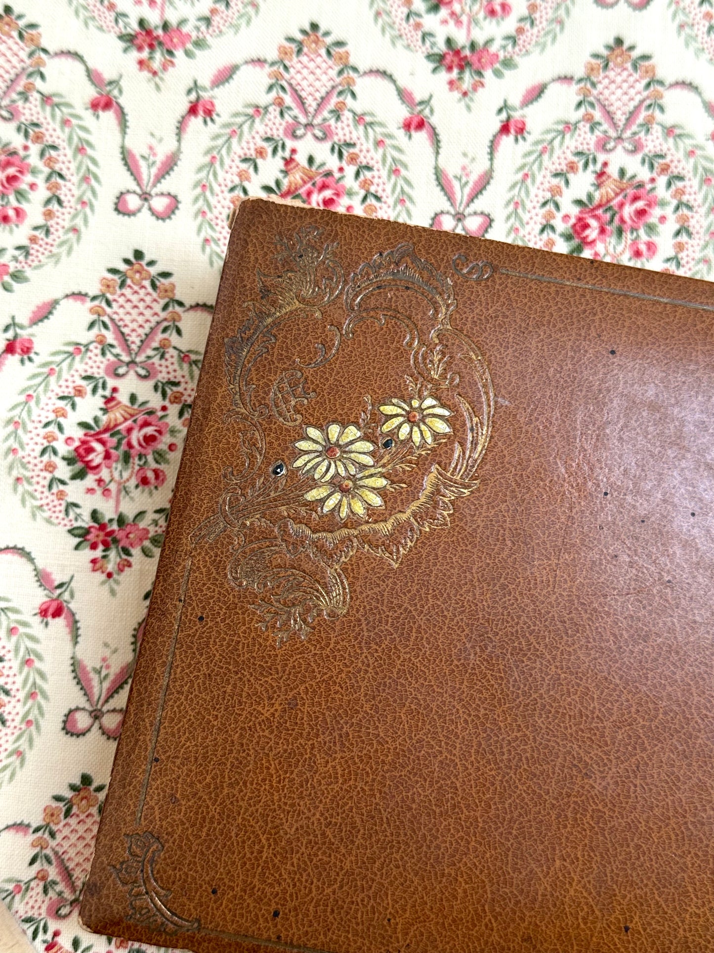 Vintage French Set Of Embroidery Stencils In Leather Box