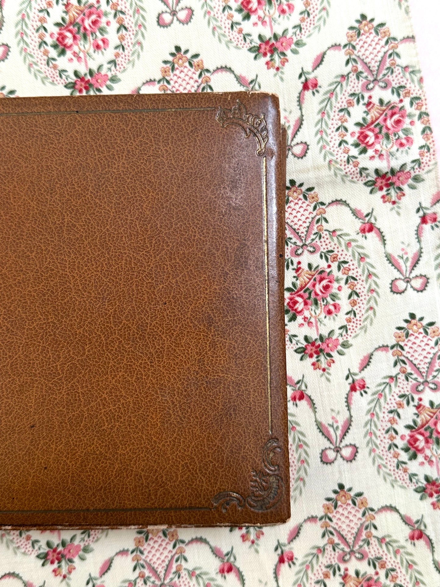 Vintage French Set Of Embroidery Stencils In Leather Box