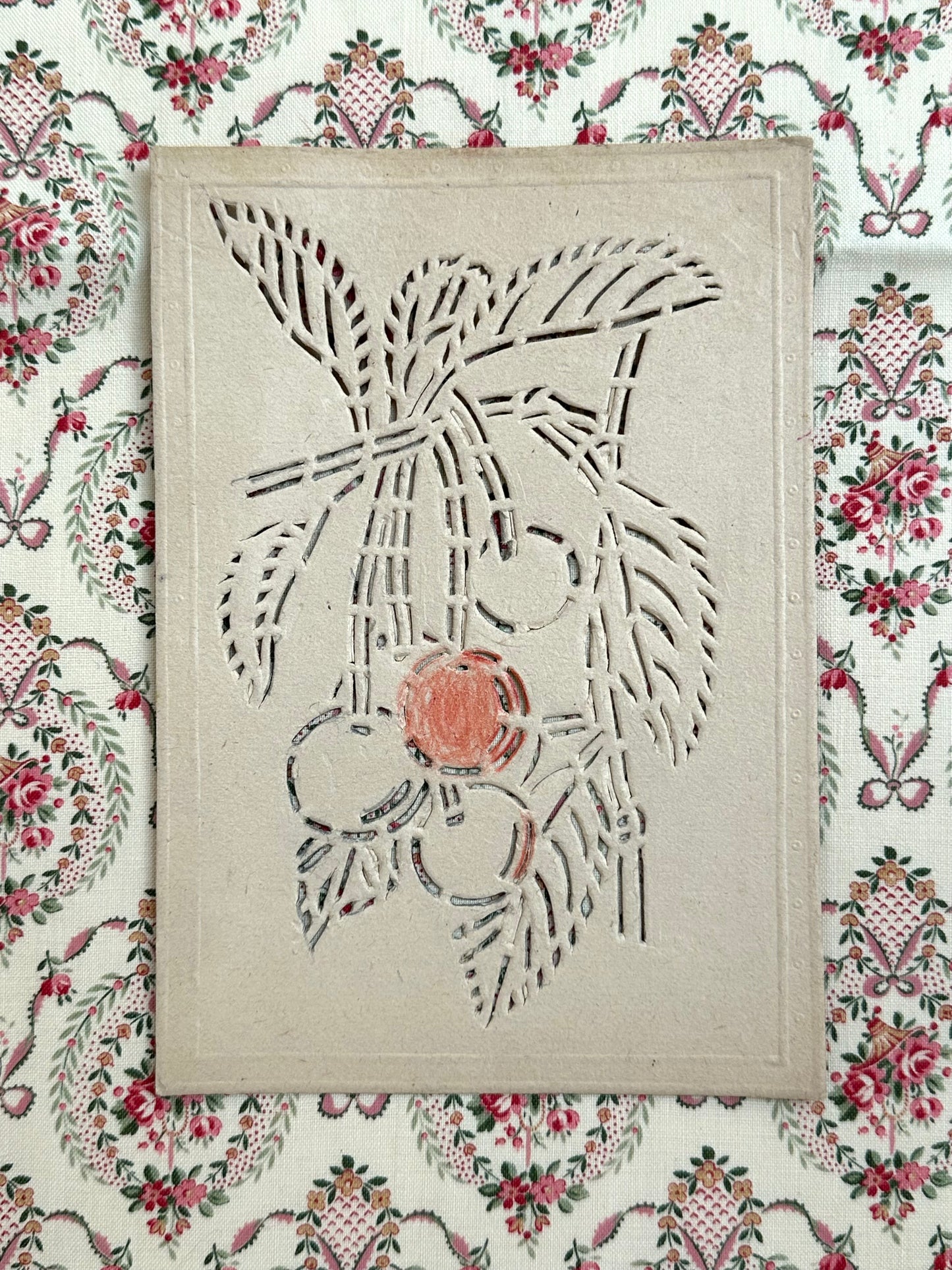 Vintage French Set Of Embroidery Stencils In Leather Box