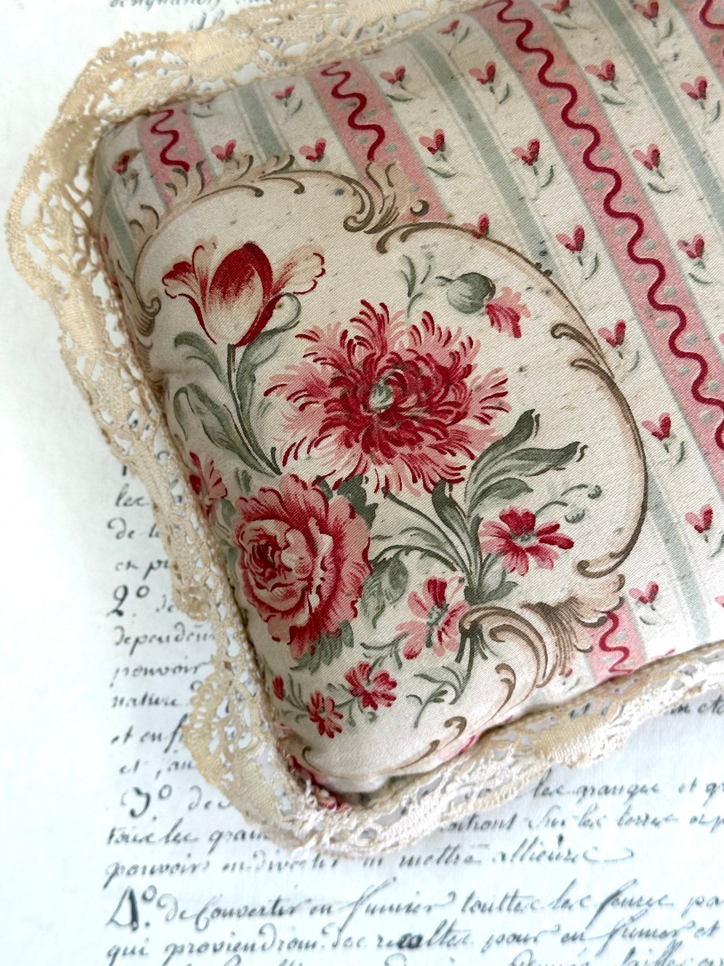 Antique French Floral Pin Cushion
