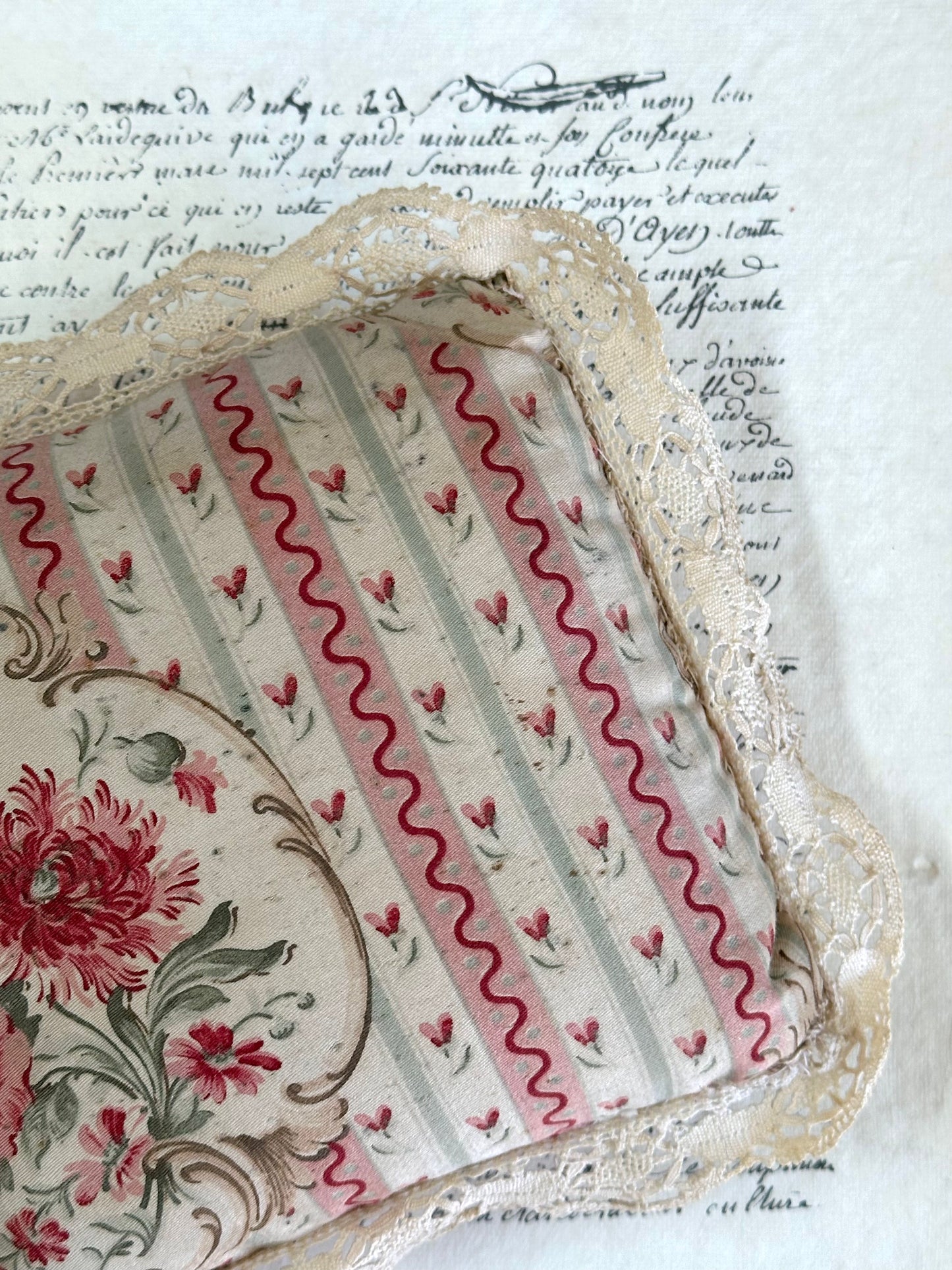 Antique French Floral Pin Cushion