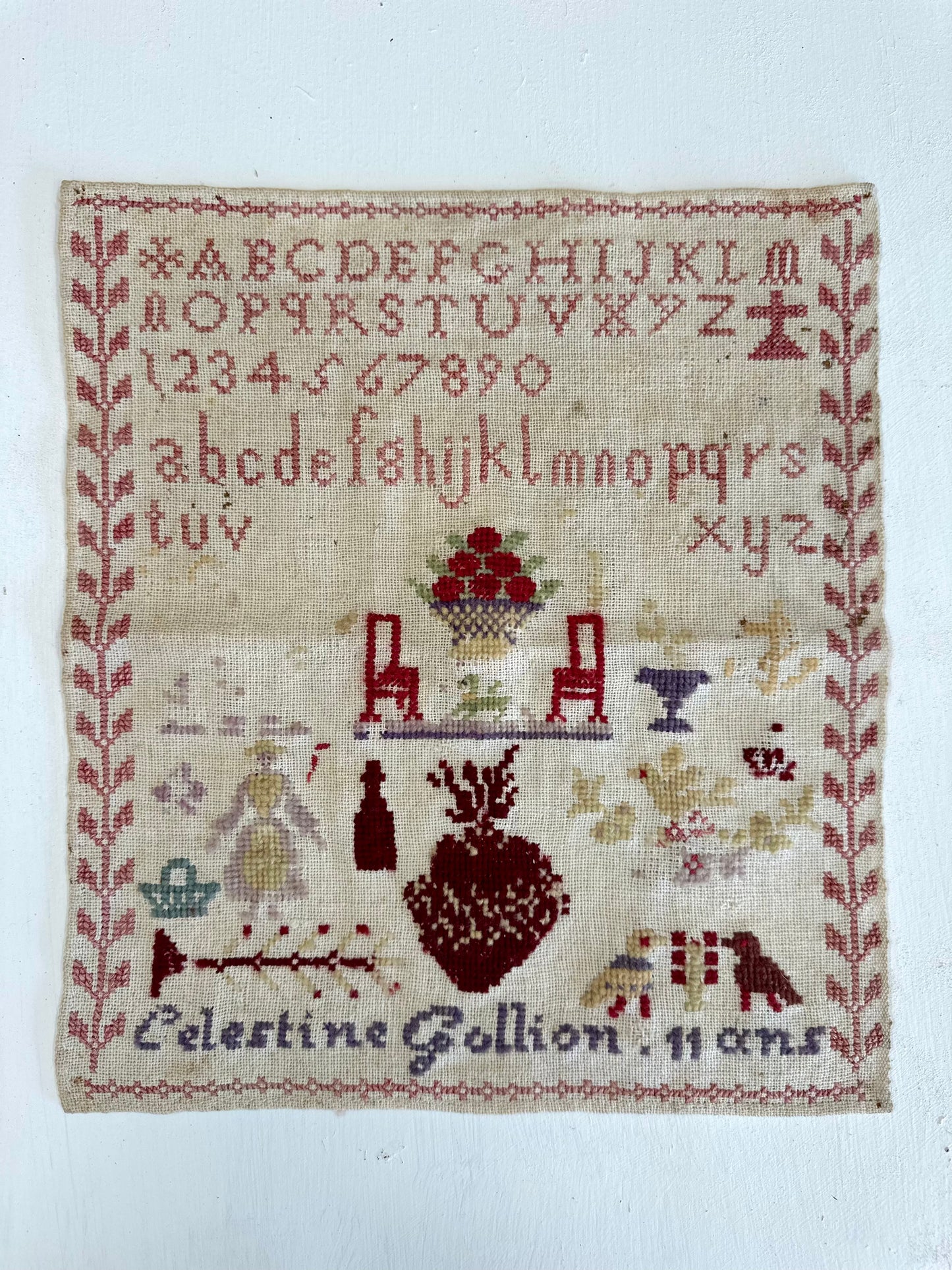 Antique French Cross Stitch Sampler
