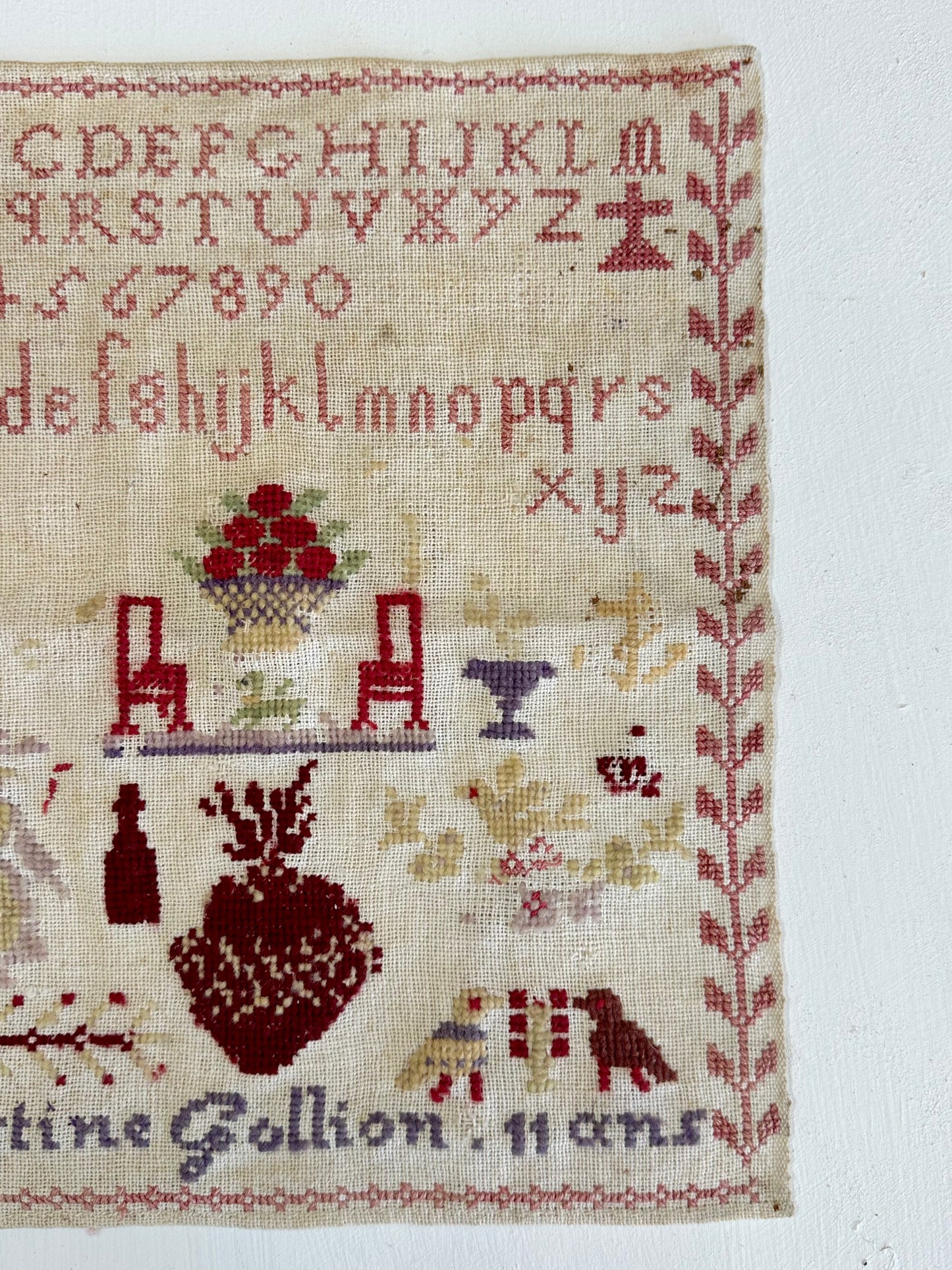 Antique French Cross Stitch Sampler
