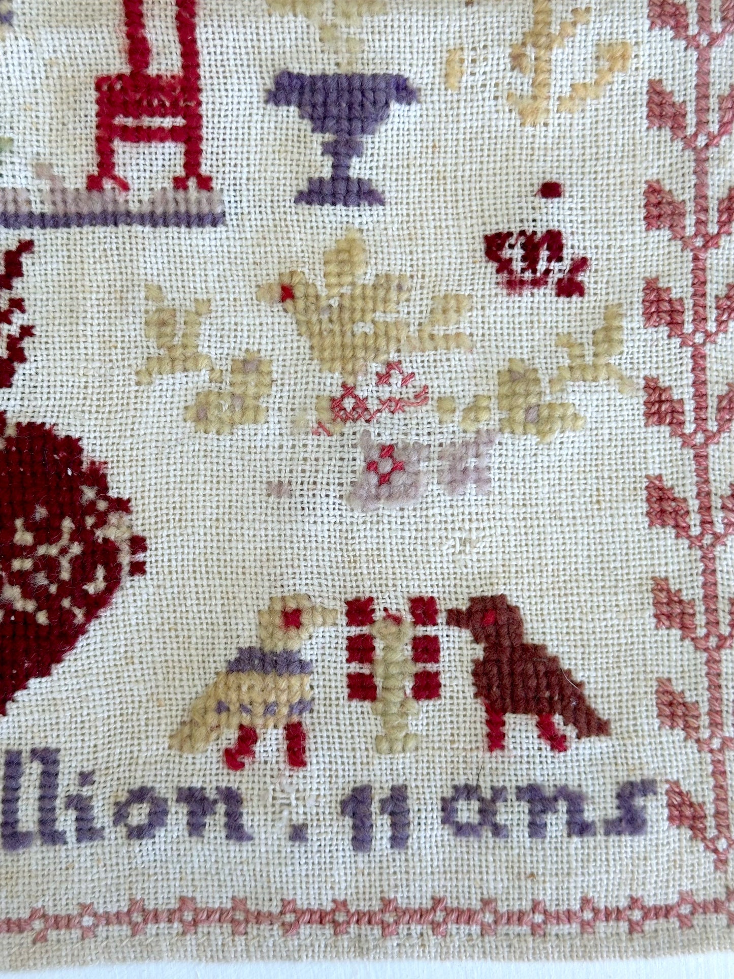 Antique French Cross Stitch Sampler