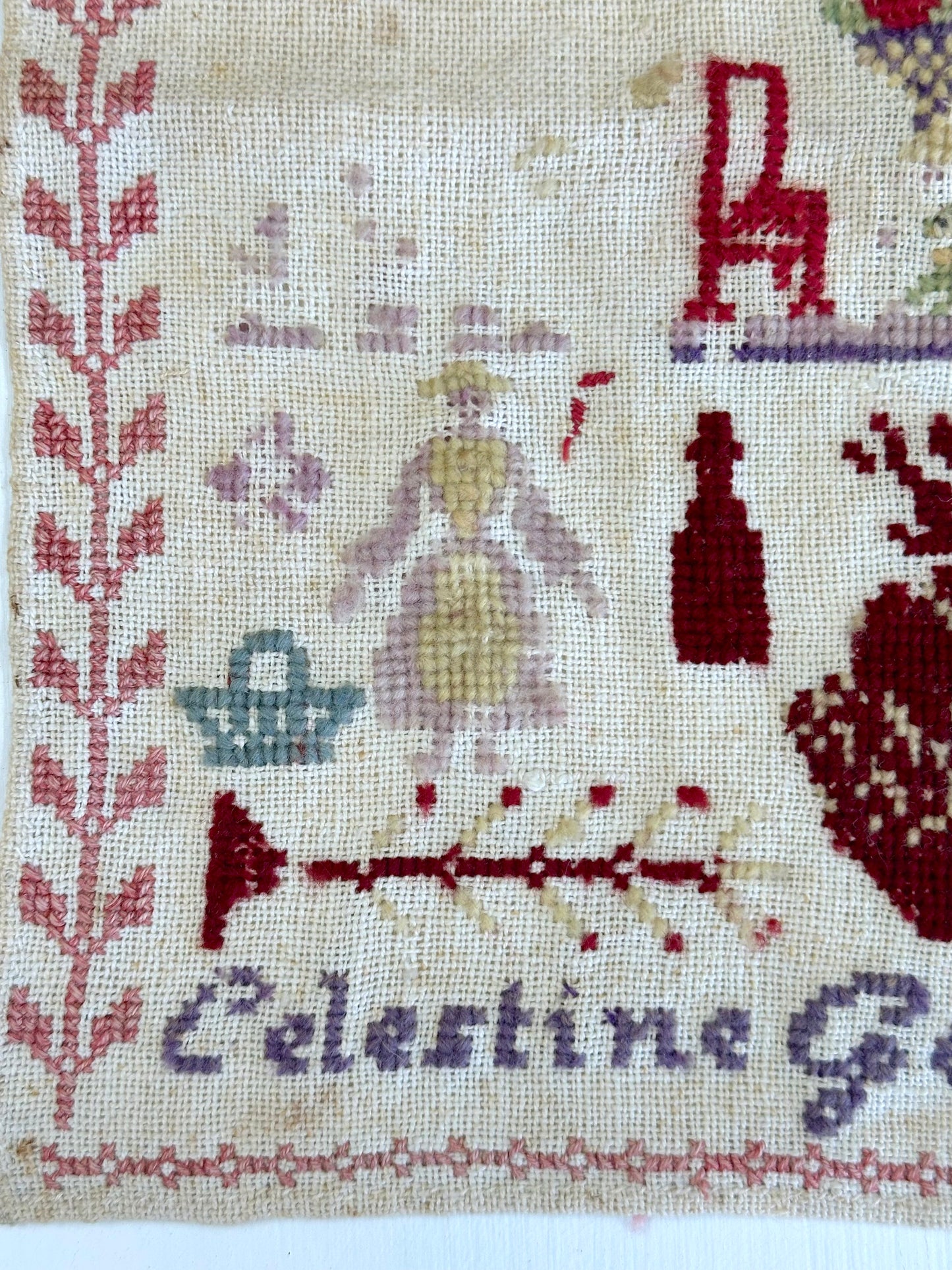 Antique French Cross Stitch Sampler