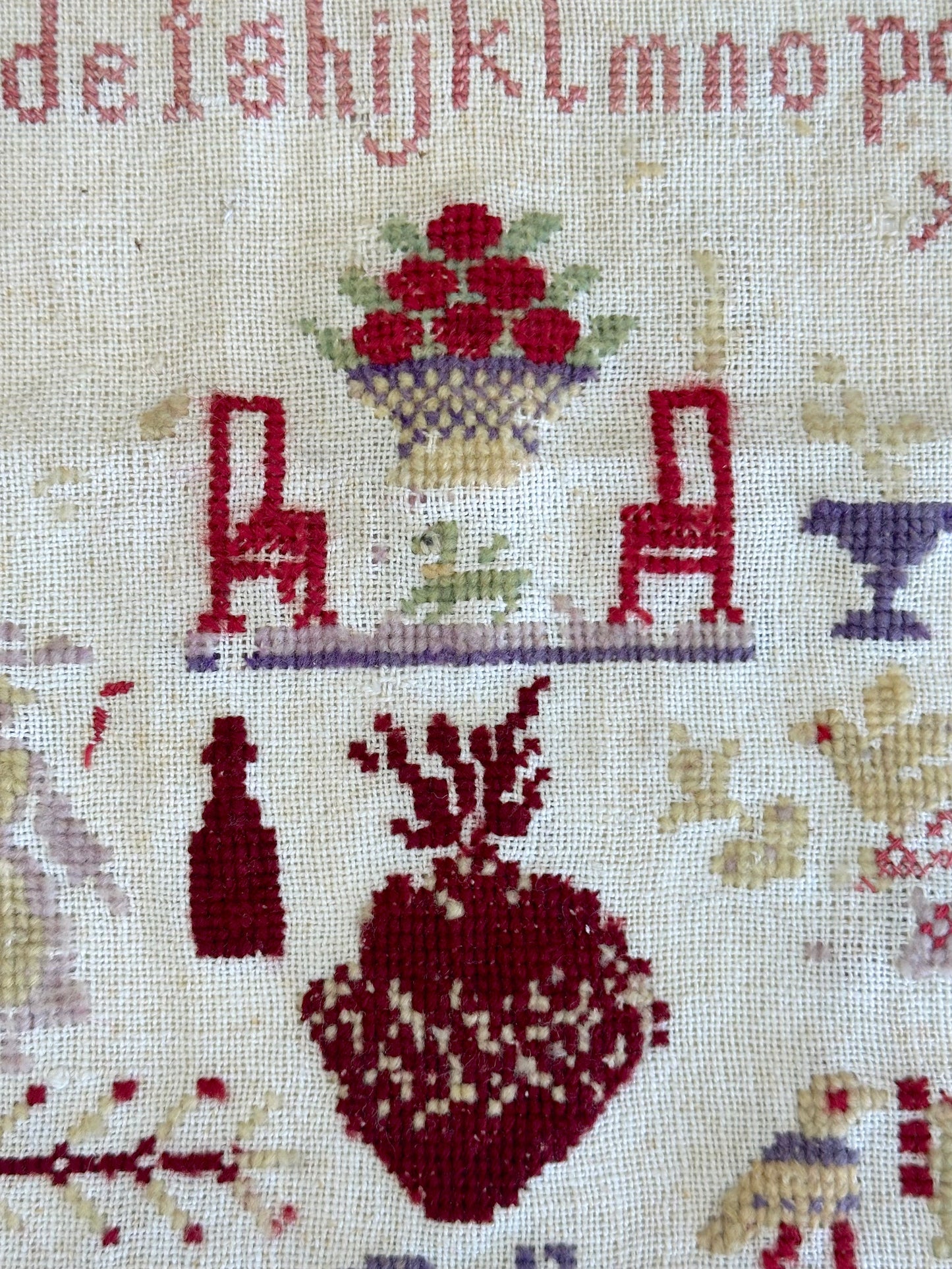 Antique French Cross Stitch Sampler