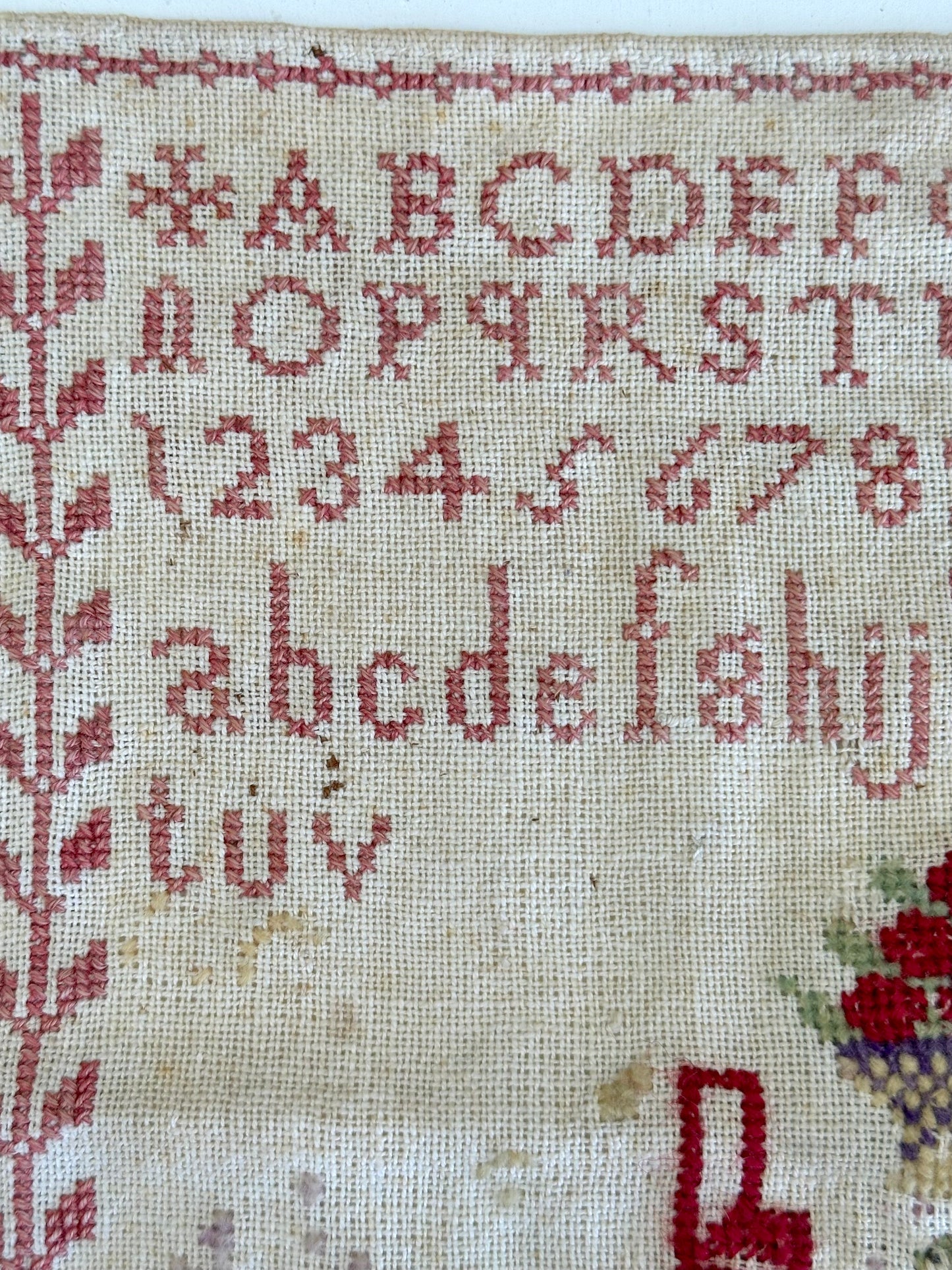 Antique French Cross Stitch Sampler