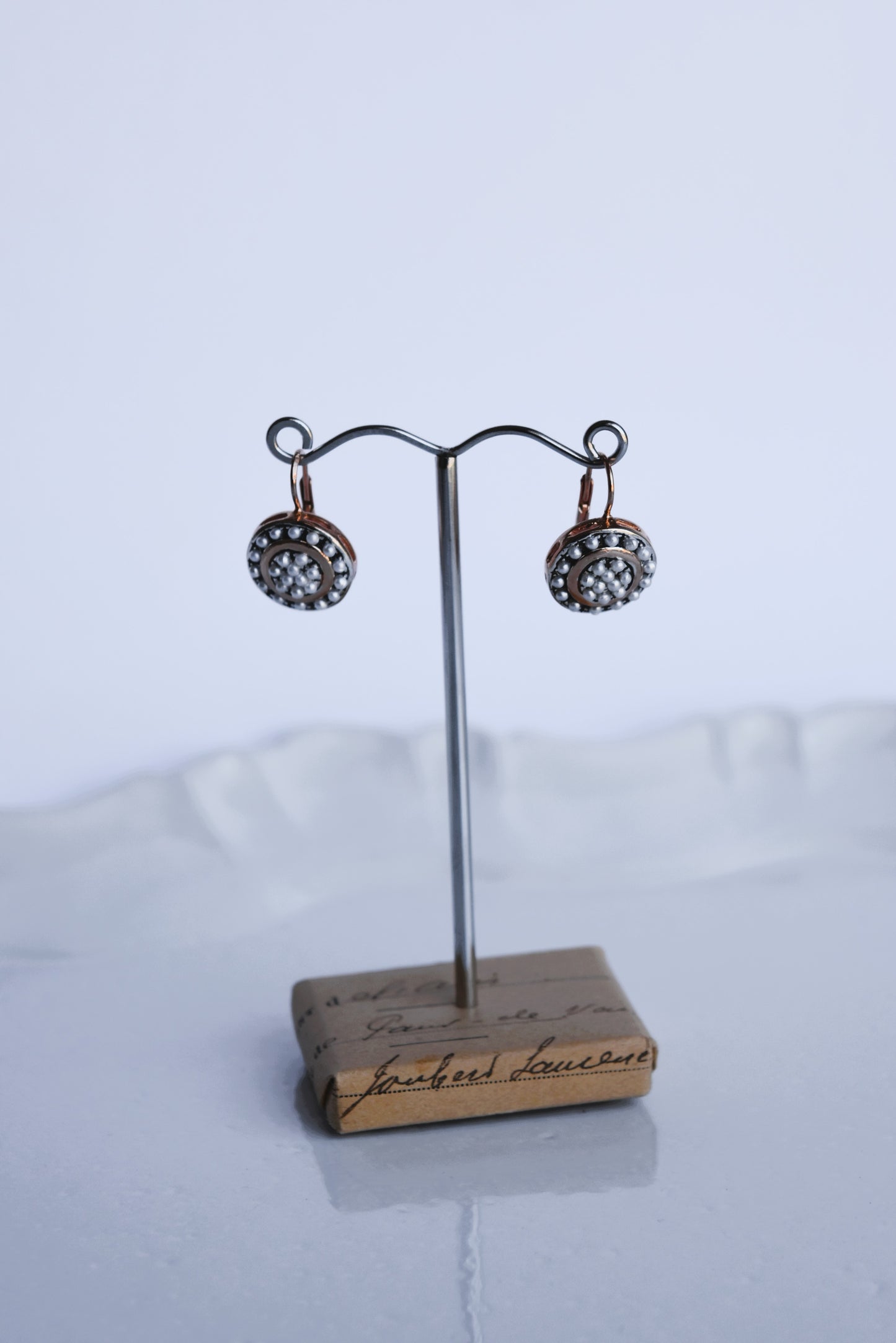 Italian Pearl & Rose Gold Disc Drop Earrings