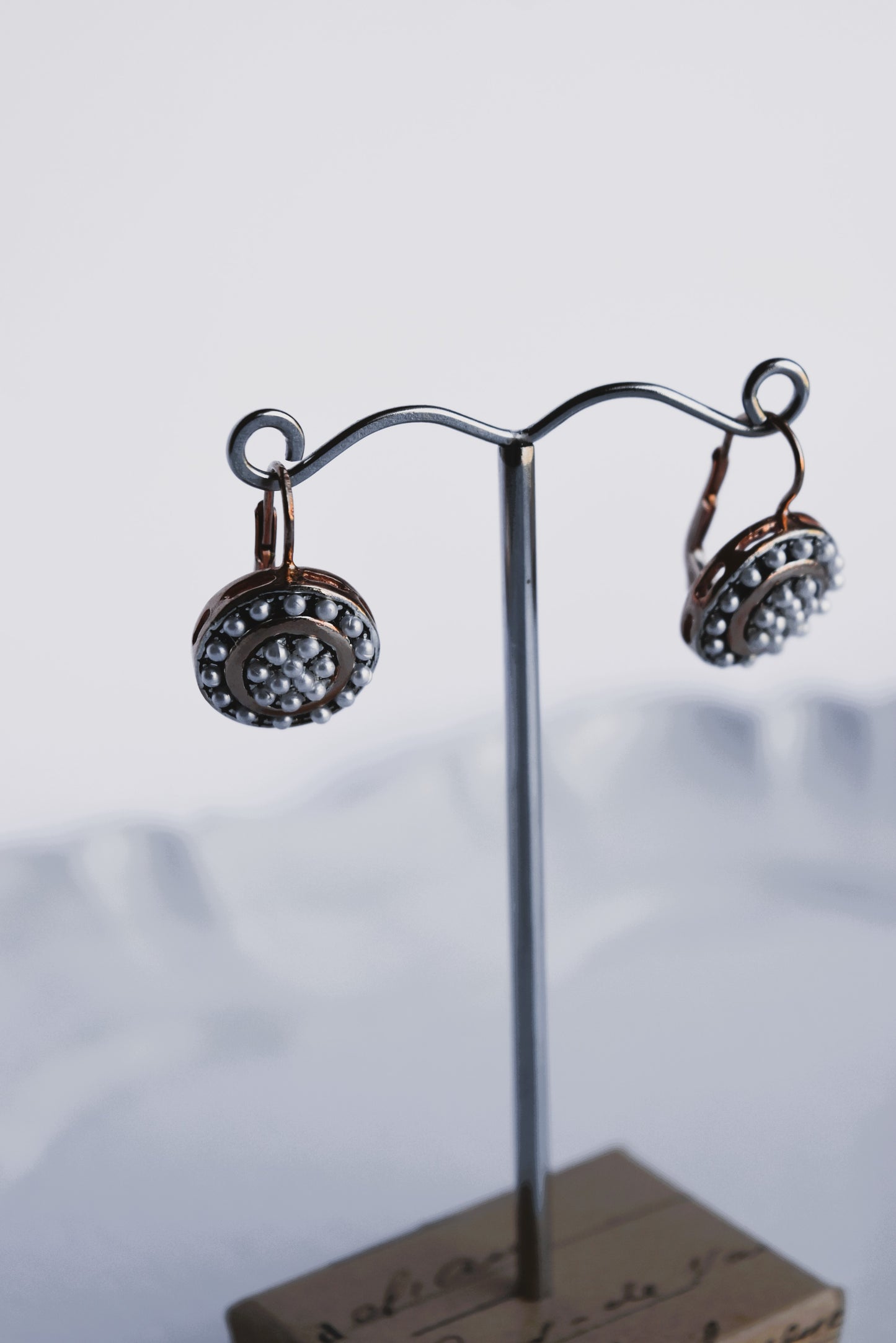 Italian Pearl & Rose Gold Disc Drop Earrings