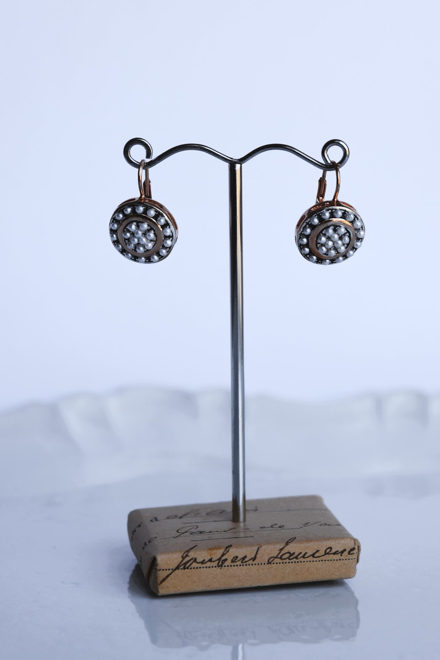 Italian Pearl & Rose Gold Disc Drop Earrings