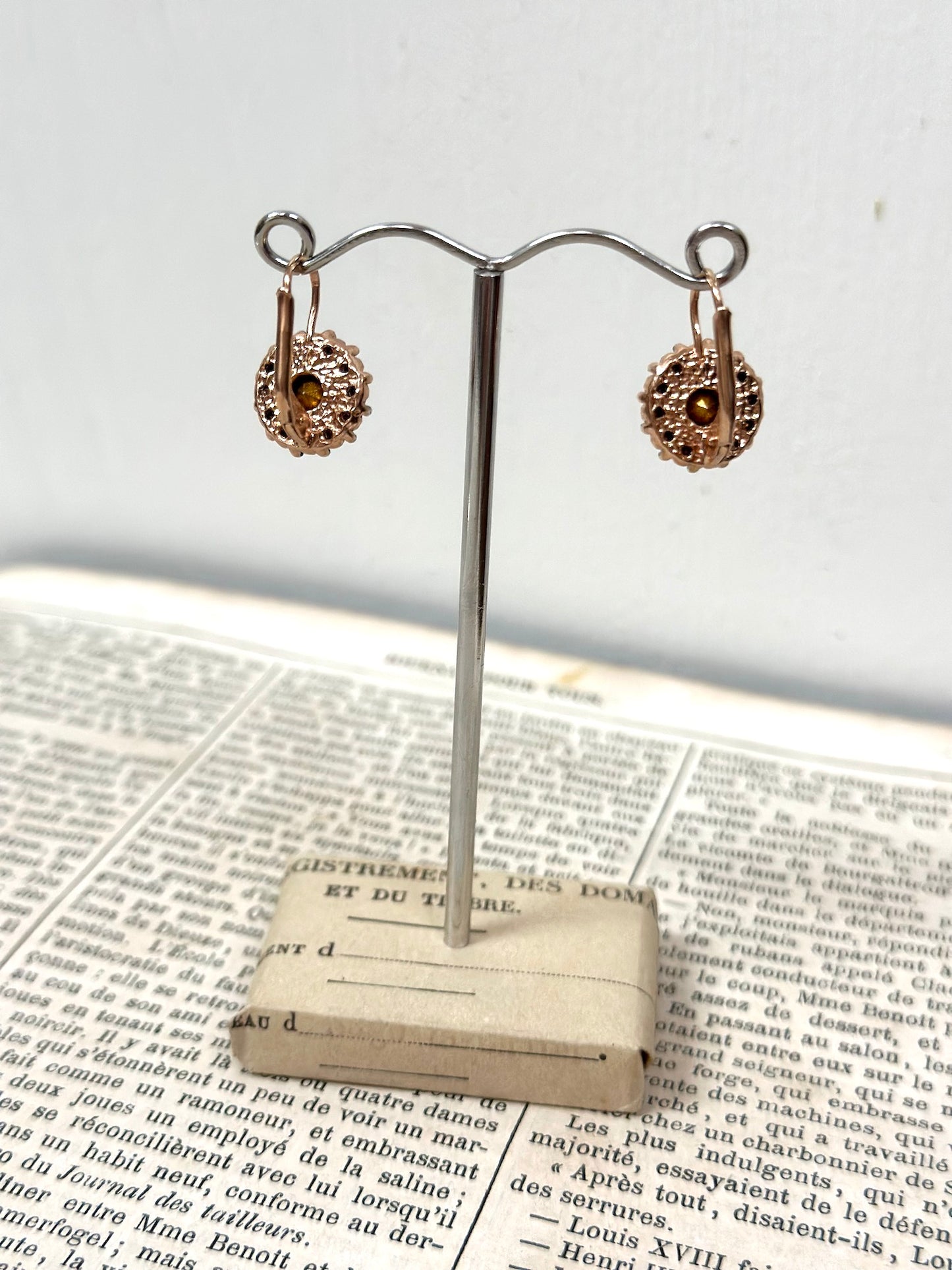 Italian Small Round Earrings With Large Crystal Centre
