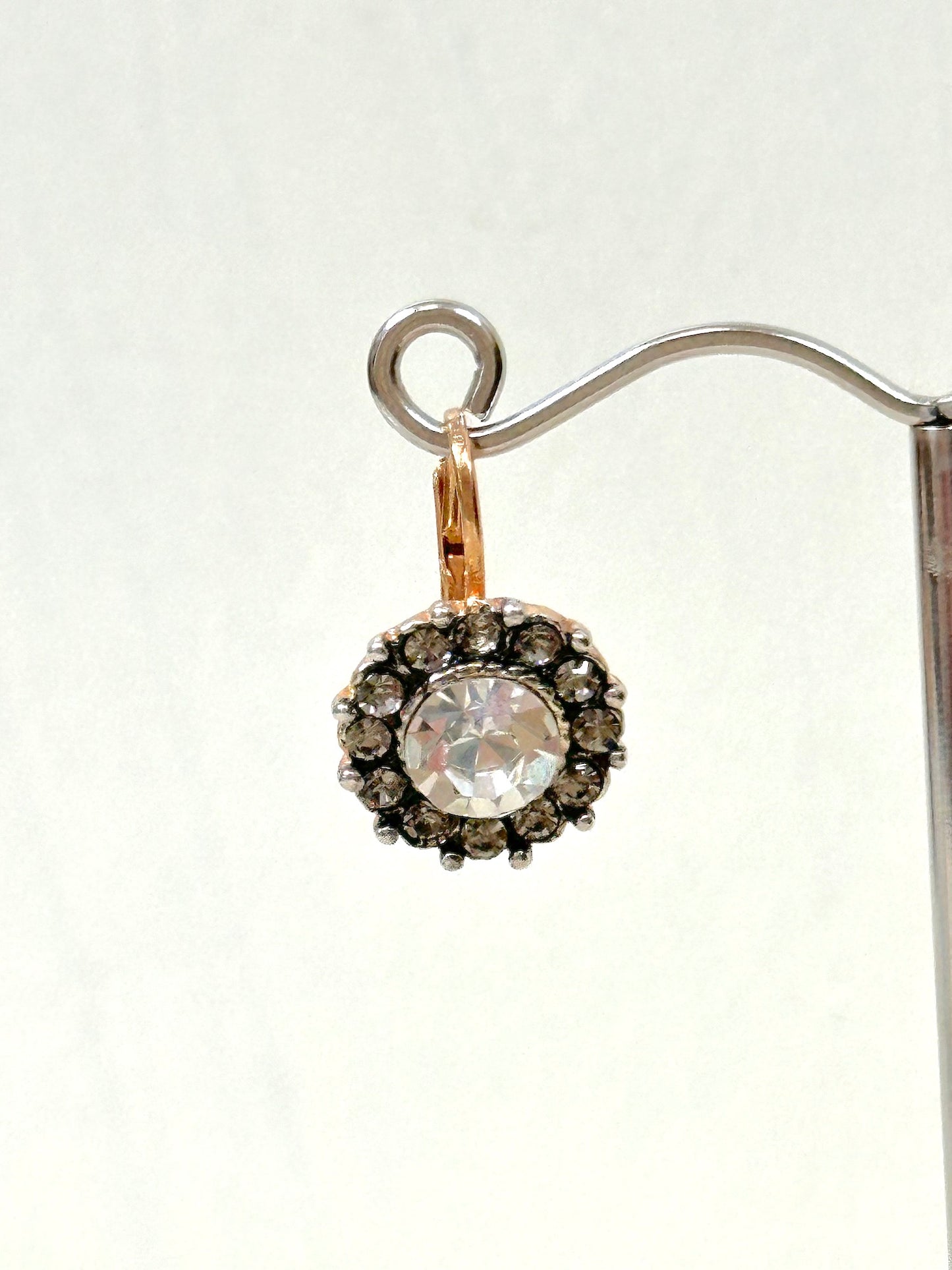 Italian Small Round Earrings With Large Crystal Centre