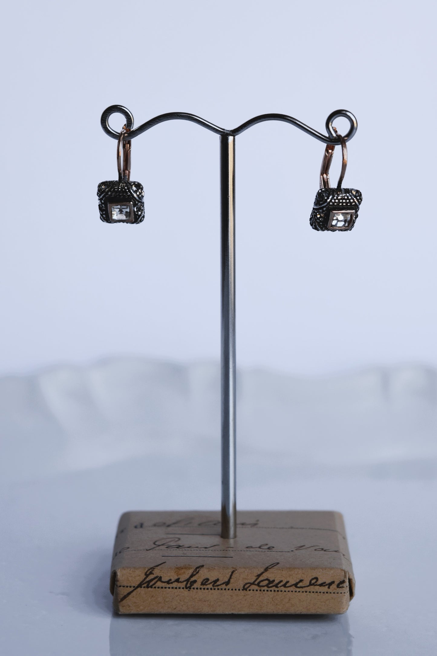 Italian Small Square Bright Crystal Earrings