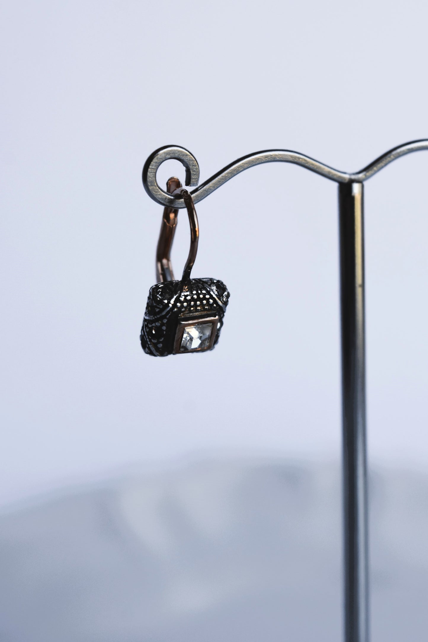 Italian Small Square Bright Crystal Earrings