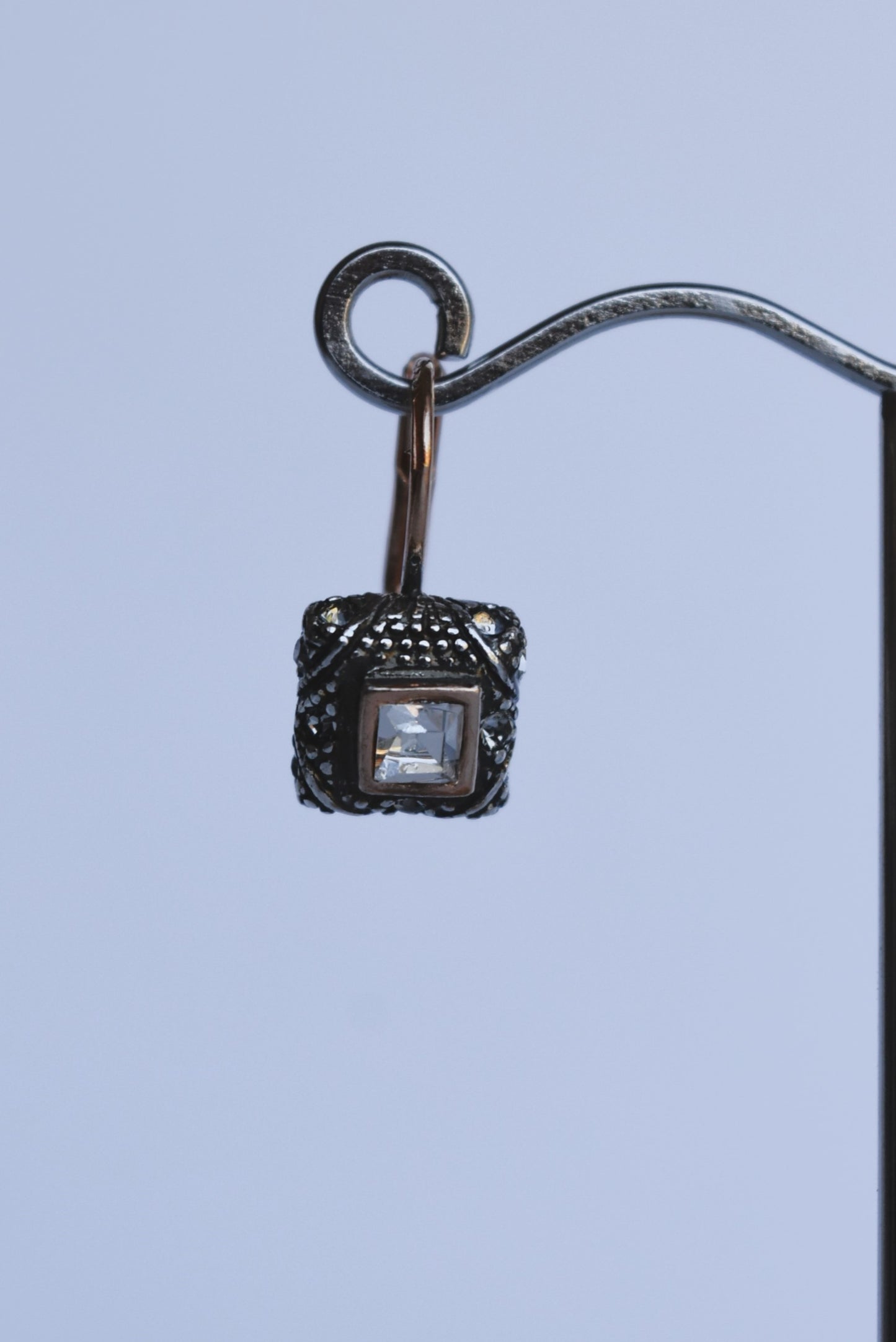 Italian Small Square Bright Crystal Earrings