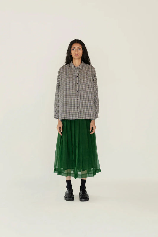 Runaway Bicycle Indigo Check Long Sleeve Shirt