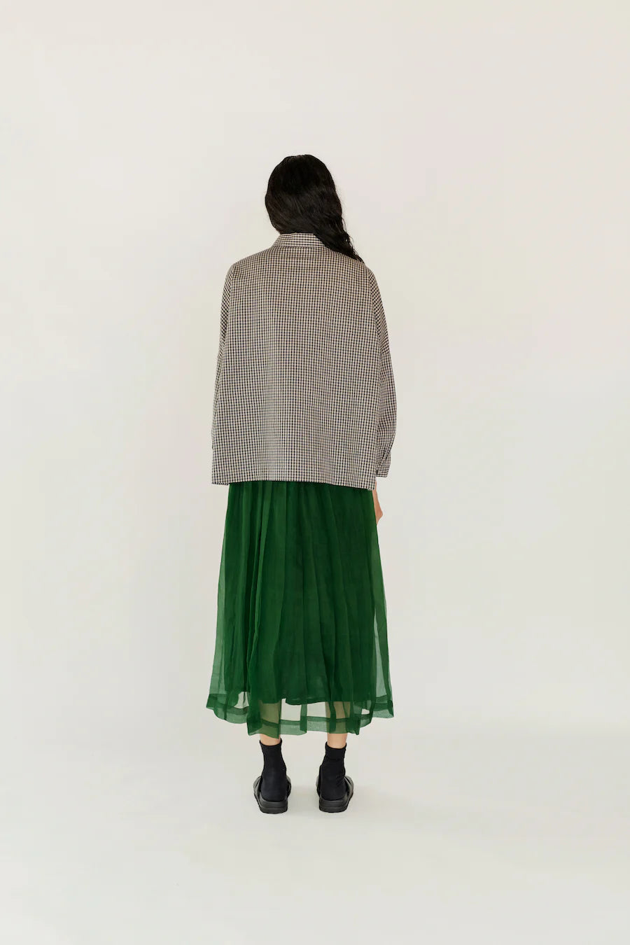 Runaway Bicycle Indigo Check Long Sleeve Shirt