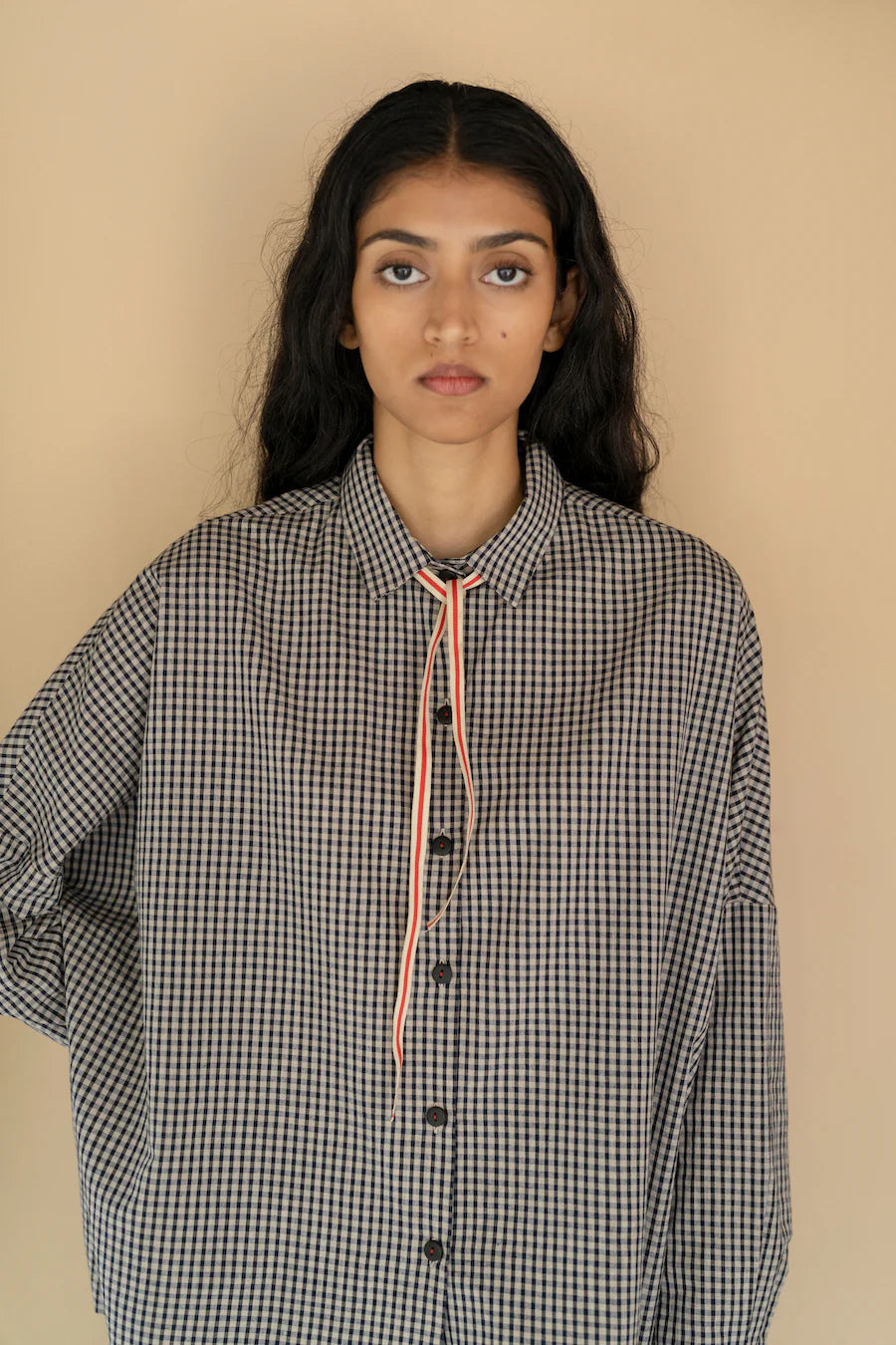 Runaway Bicycle Indigo Check Long Sleeve Shirt