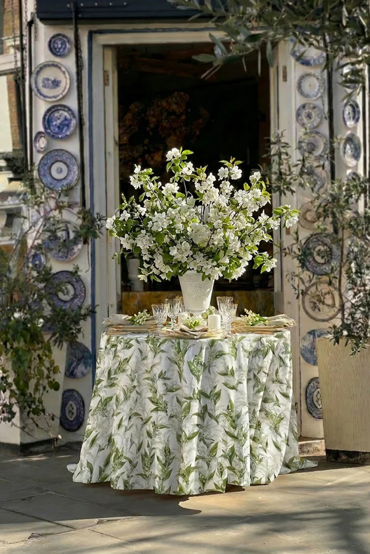 Summerill & Bishop 'Lily Of The Valley' Round Linen Tablecloth