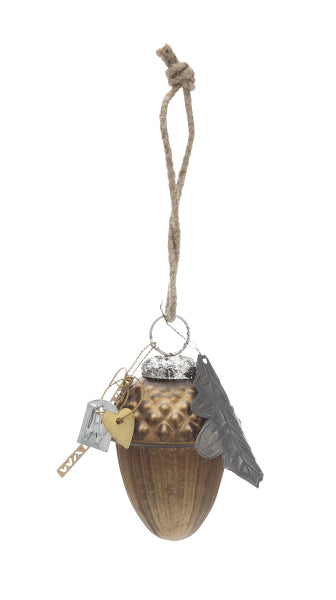 Walther & Co. Mini Antique Gold Glass Acorn Ornament