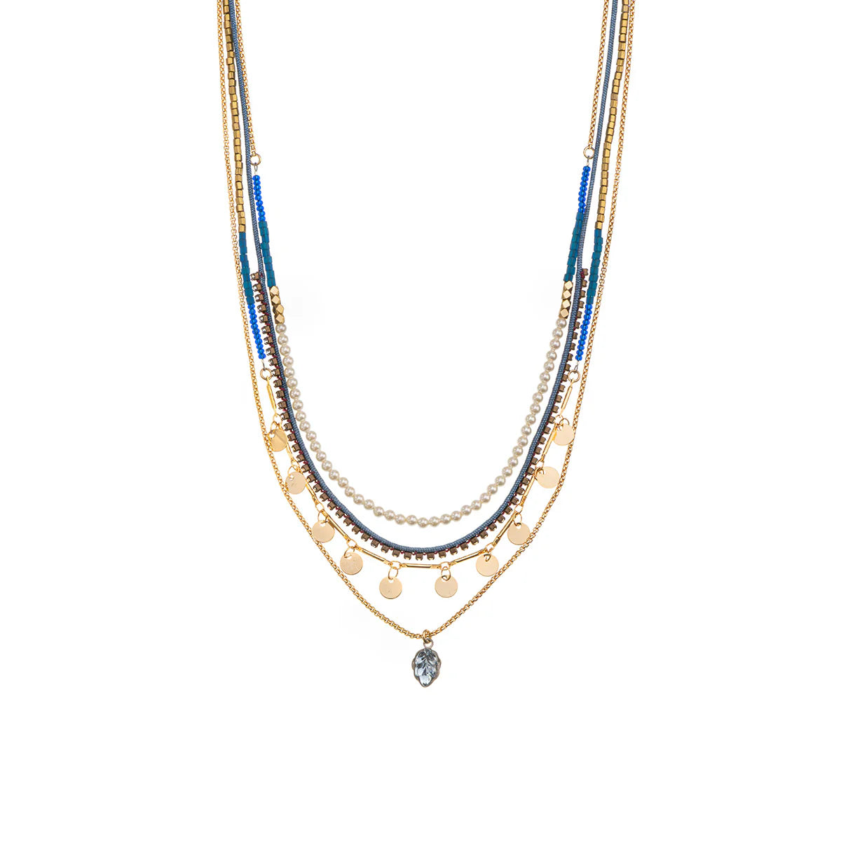 Ayala Bar Blue/Gold Takala Beaded Necklace