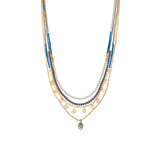 Ayala Bar Blue/Gold Takala Beaded Necklace
