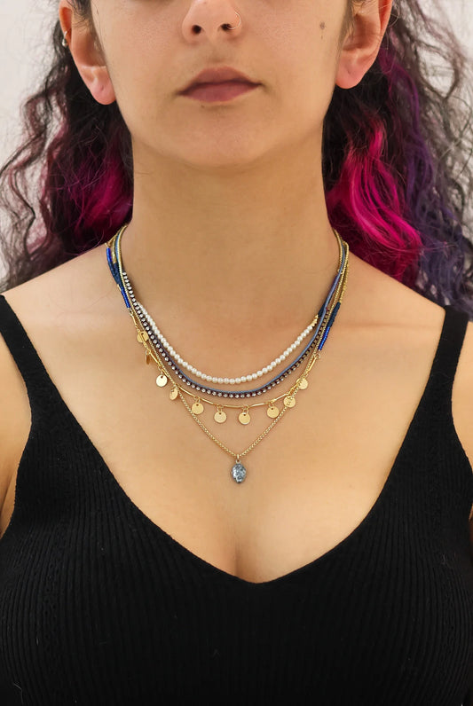 Ayala Bar Blue/Gold Takala Beaded Necklace