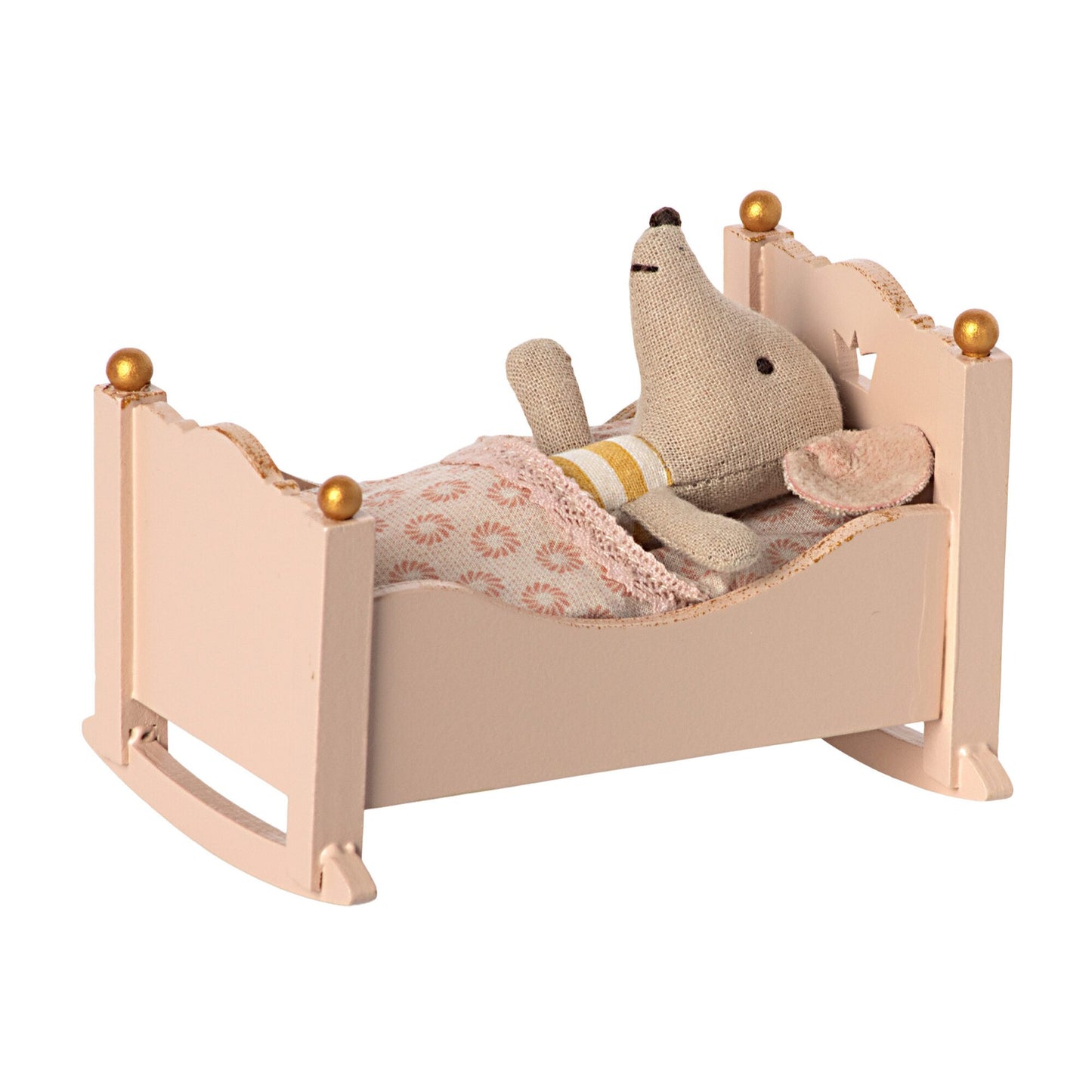Maileg Baby Mouse Cradle Rose