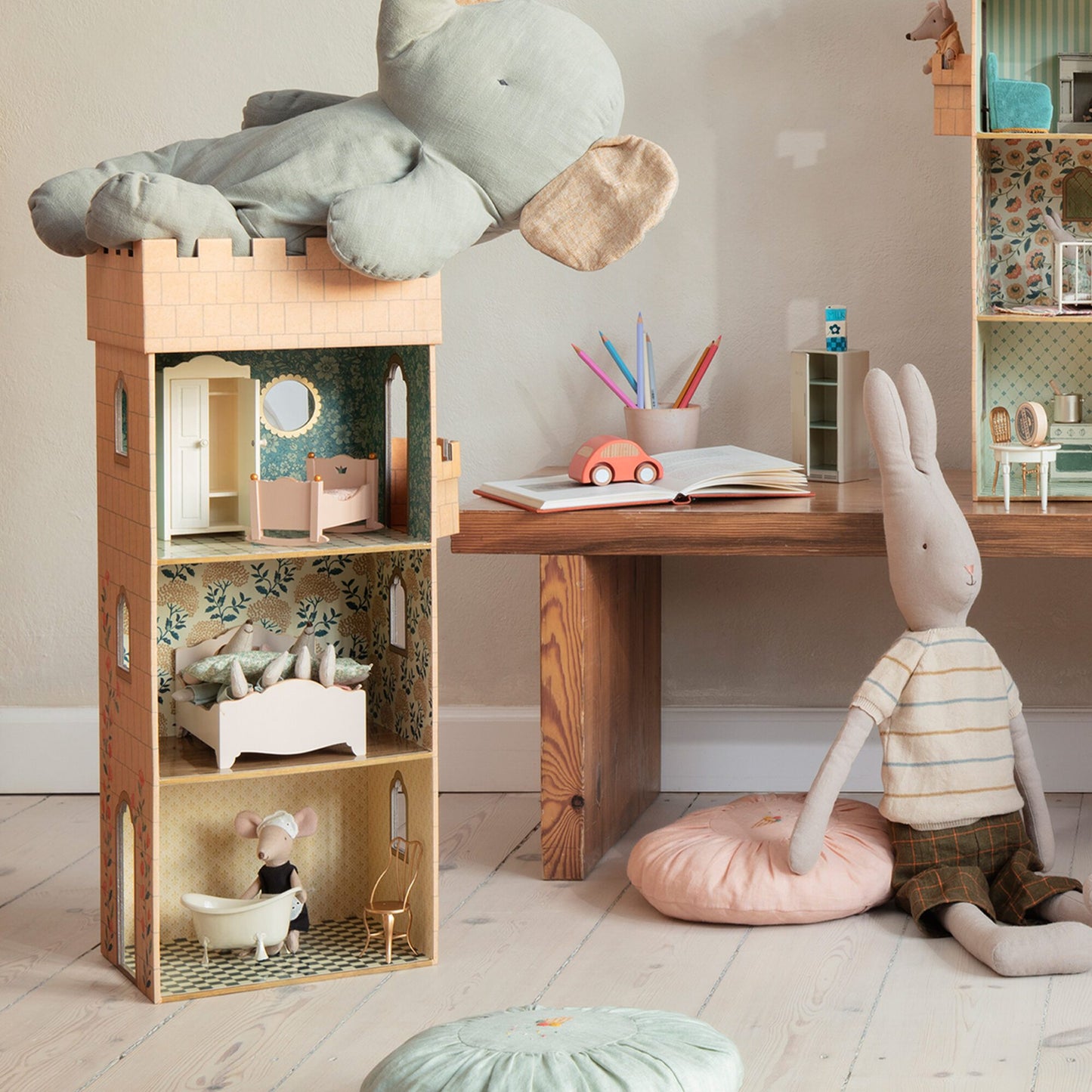 Maileg Baby Mouse Cradle Rose