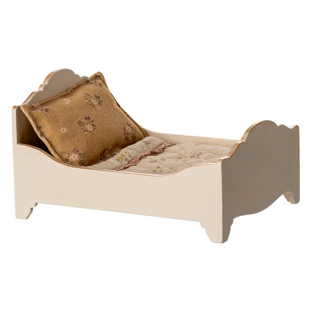 Maileg Wooden Double Bed, Mouse - Off White