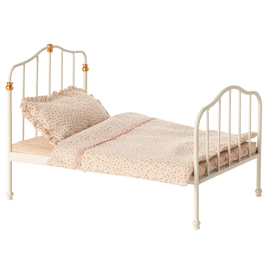 Maileg Vintage Double Bed, Mouse - Off White