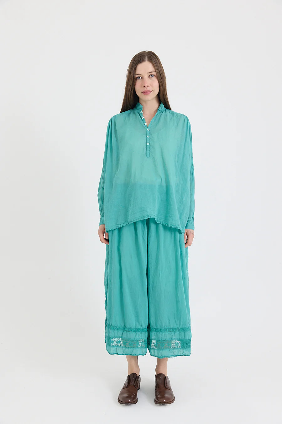 Metta Hill Shirt - Cotton Voile - Duck Egg